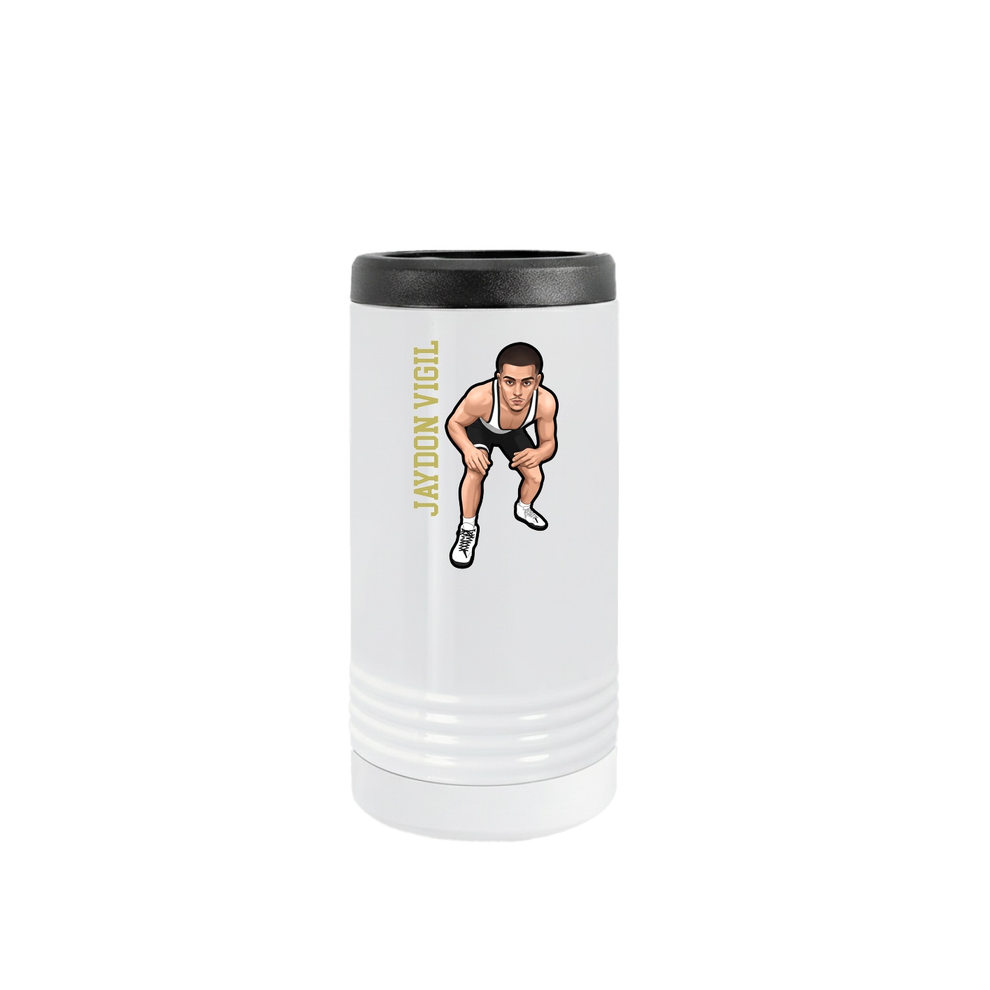 Slim Beverage Holder — Name Vertical in White