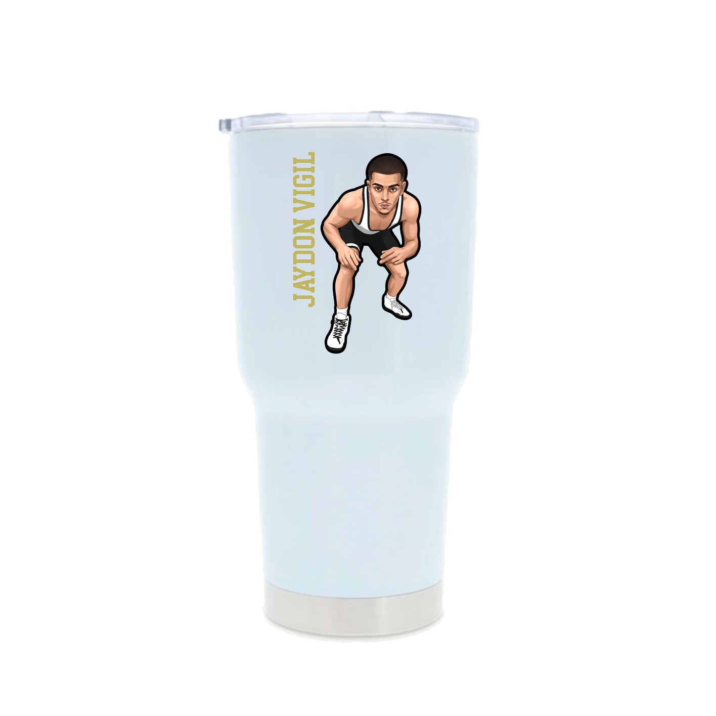 30oz Stainless Steel Tumbler — Name Vertical in White