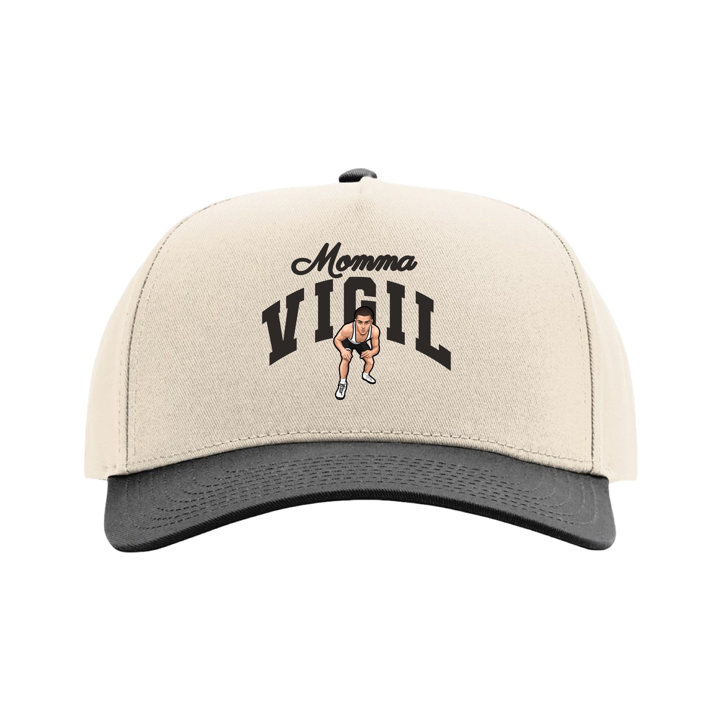 Full Fabric Five-Panel Champ Cap — Mothers Day Arch in Cream/Black
