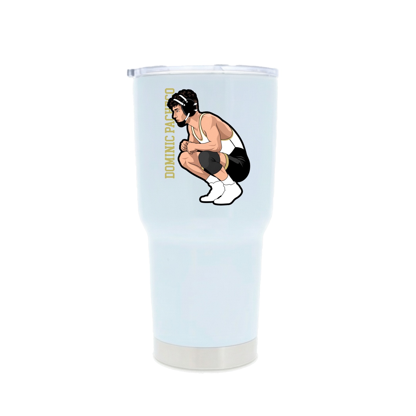 30oz Stainless Steel Tumbler — Name Vertical in White