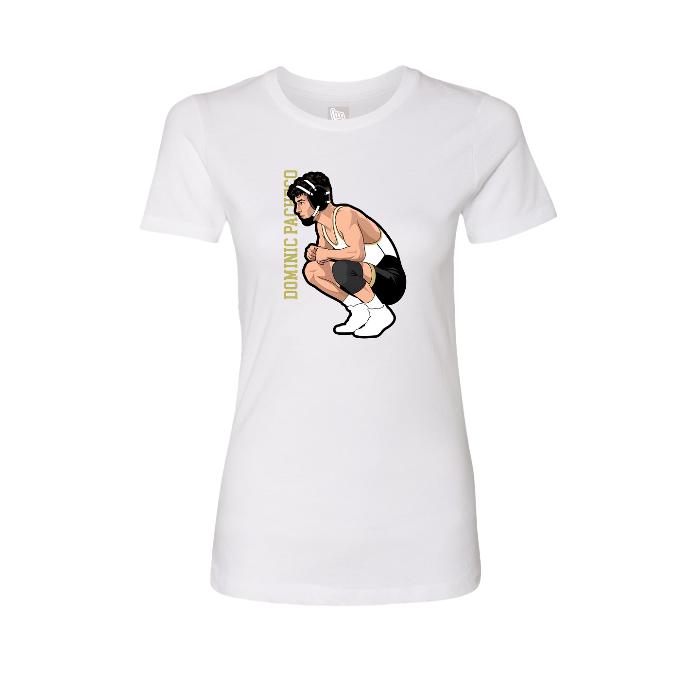 Fitted Women's Tee — Name Vertical in White