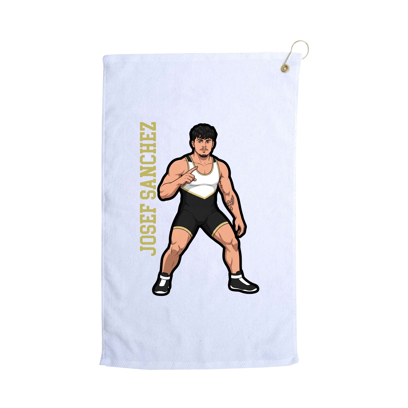 Golf Towel — Name Vertical in White