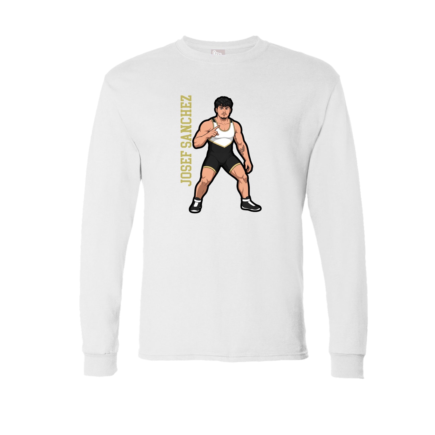 Long Sleeve Tee — Name Vertical in White