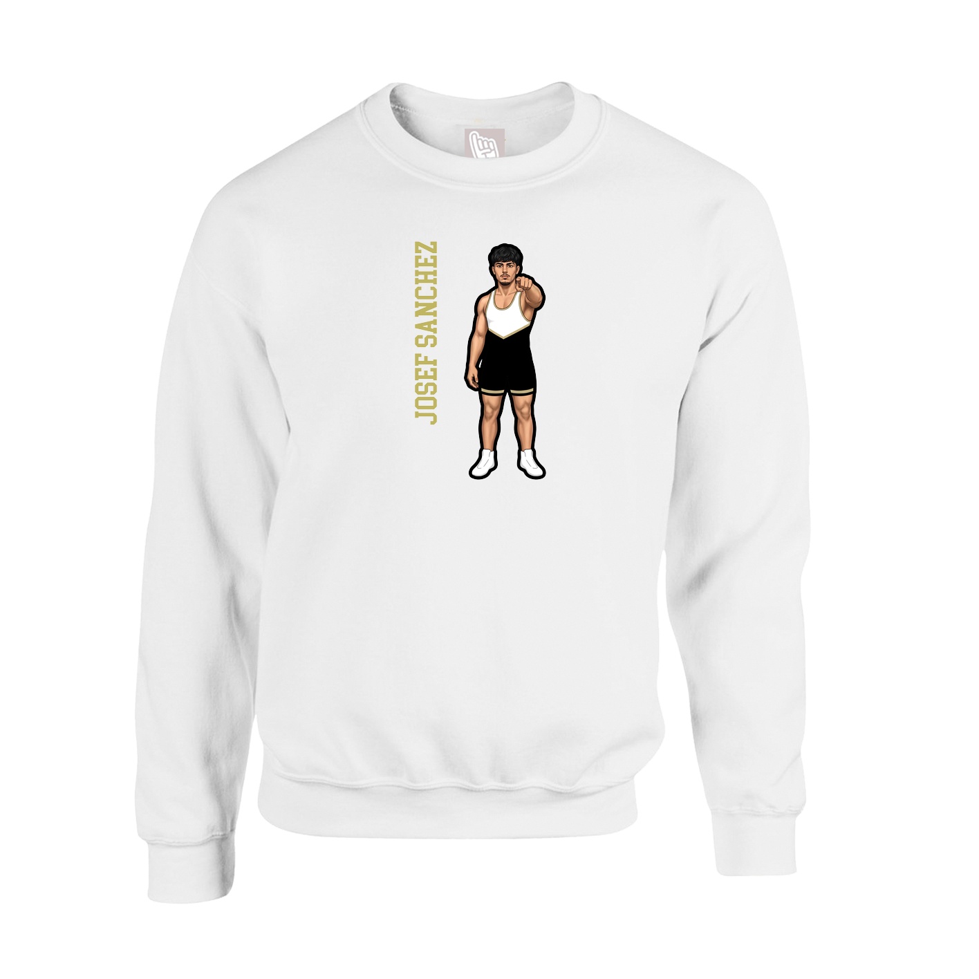 Fleece Crew — Name Vertical in White