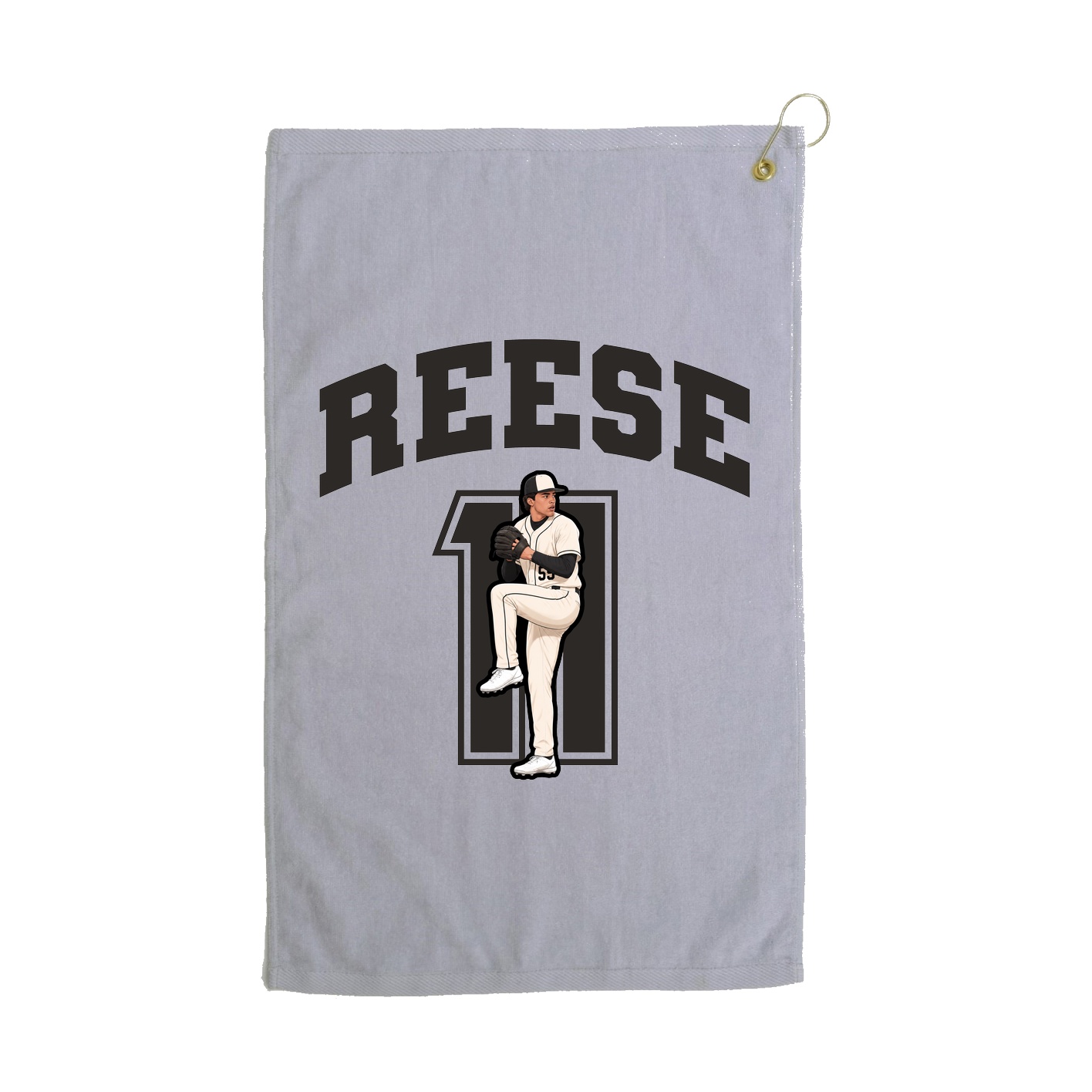 Golf Towel — Number in Grey