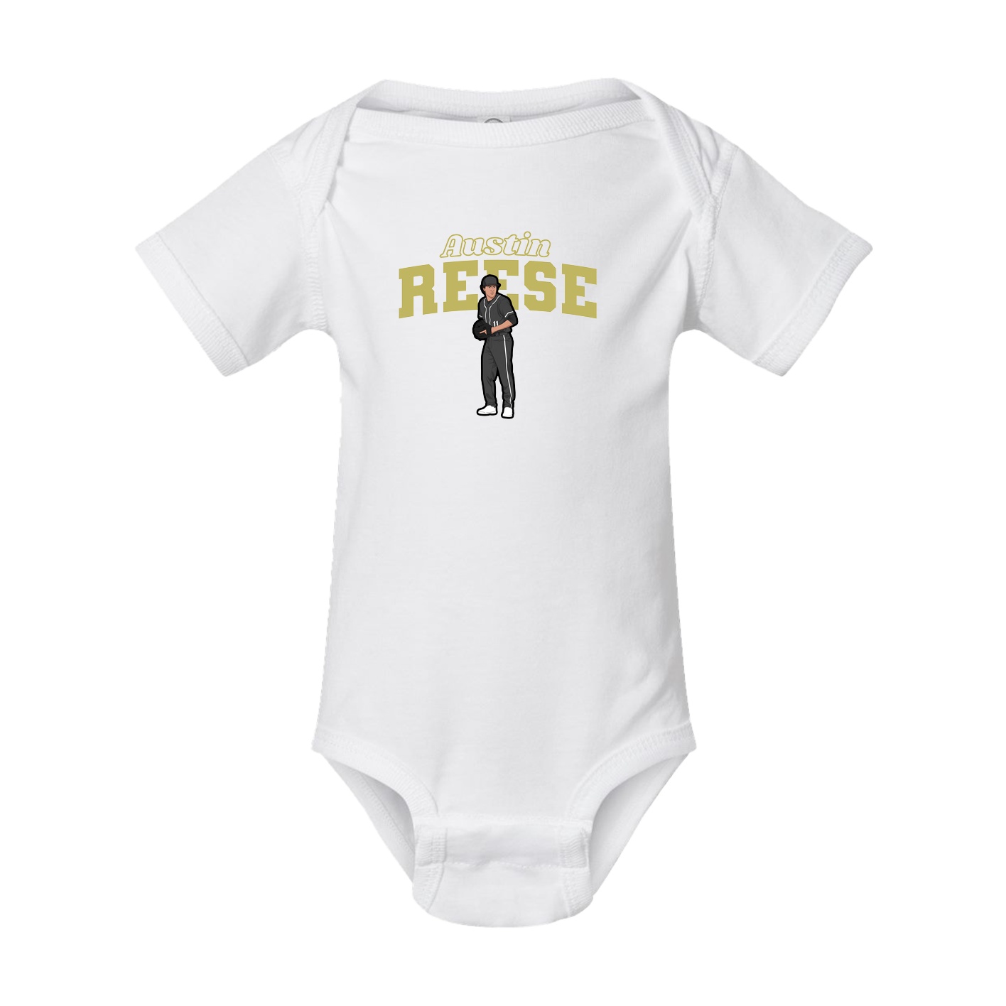 Baby Onesie — Name Arch in White