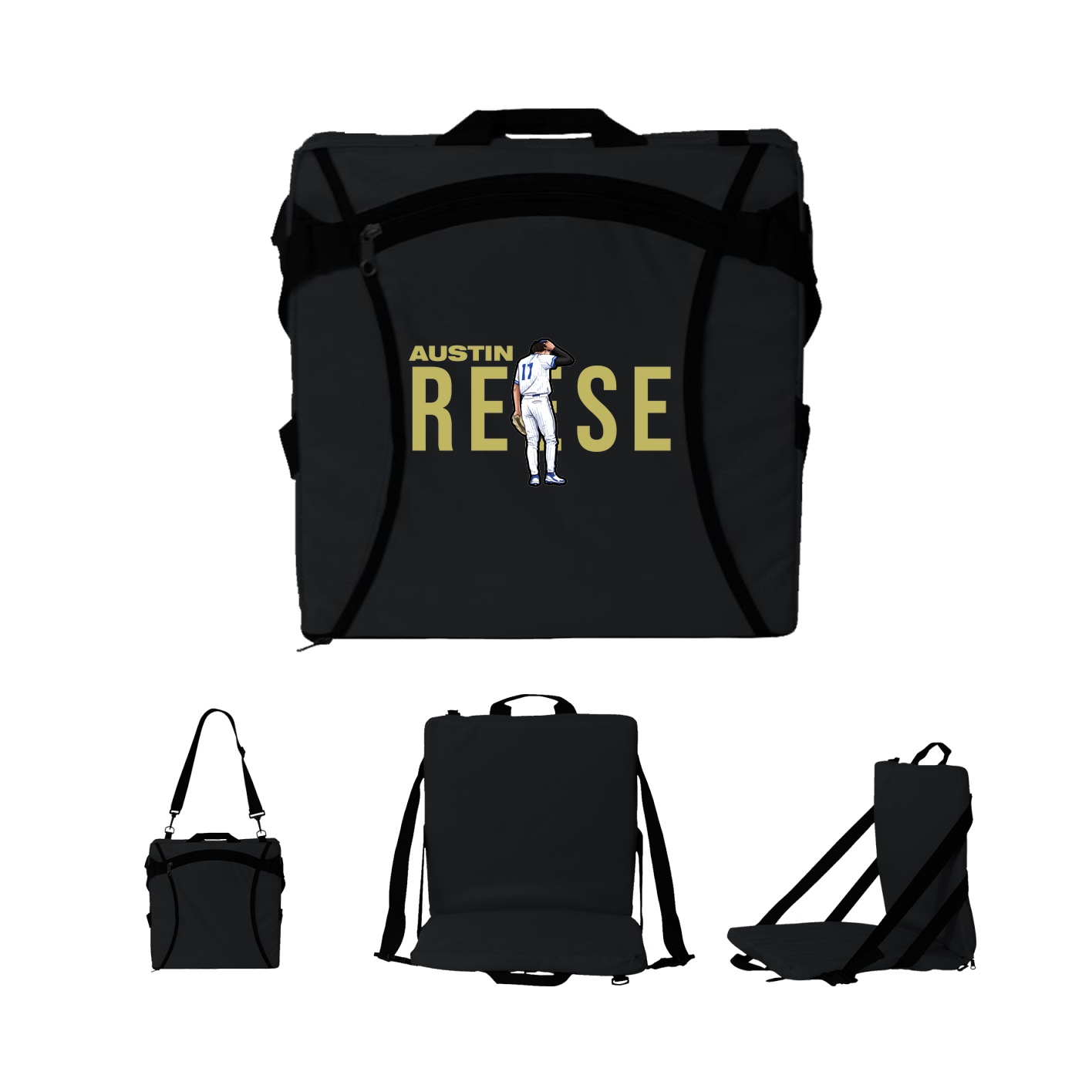 Folding Stadium Seat — Player Name in Black