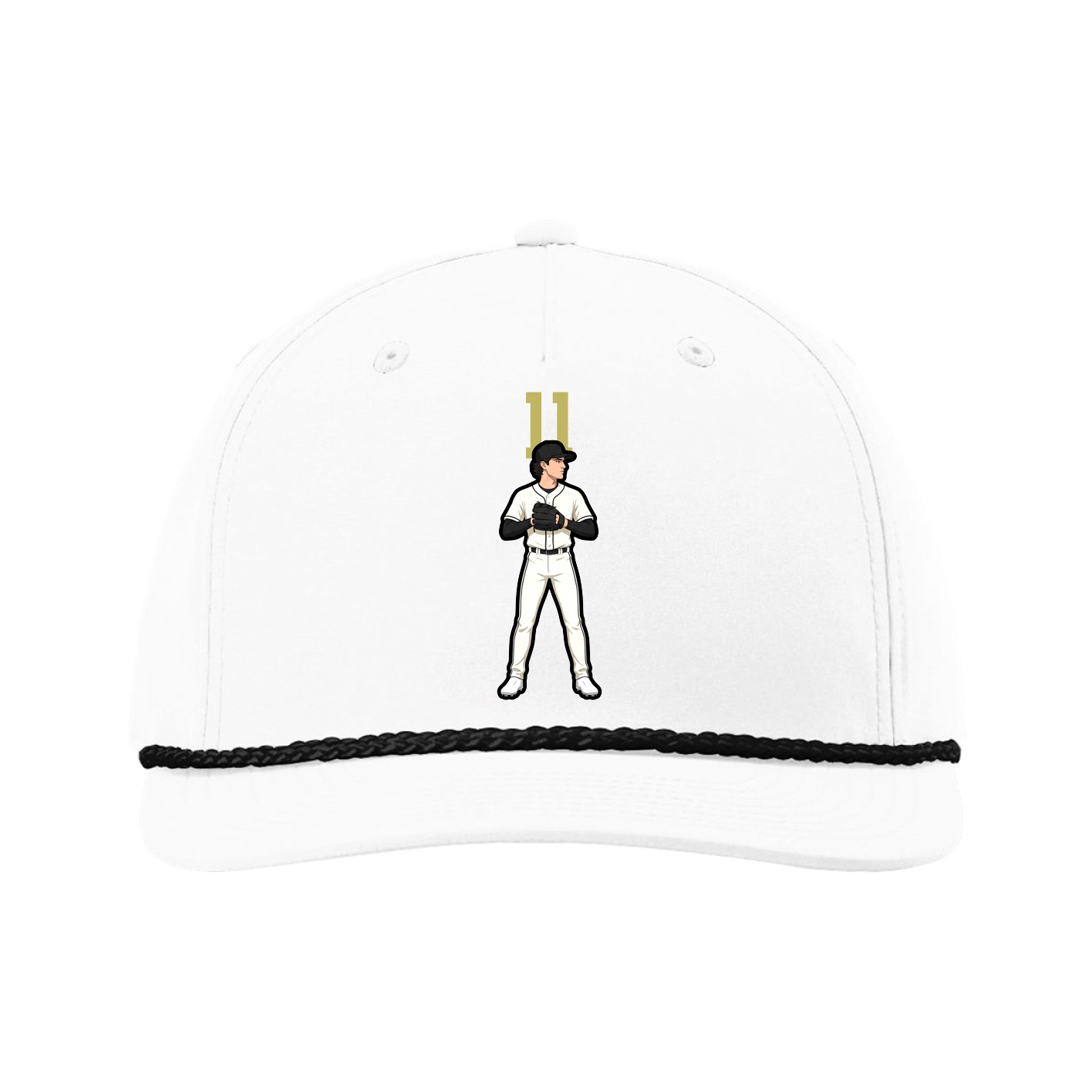 Five-Panel Classic Rope Cap — Number Top in White