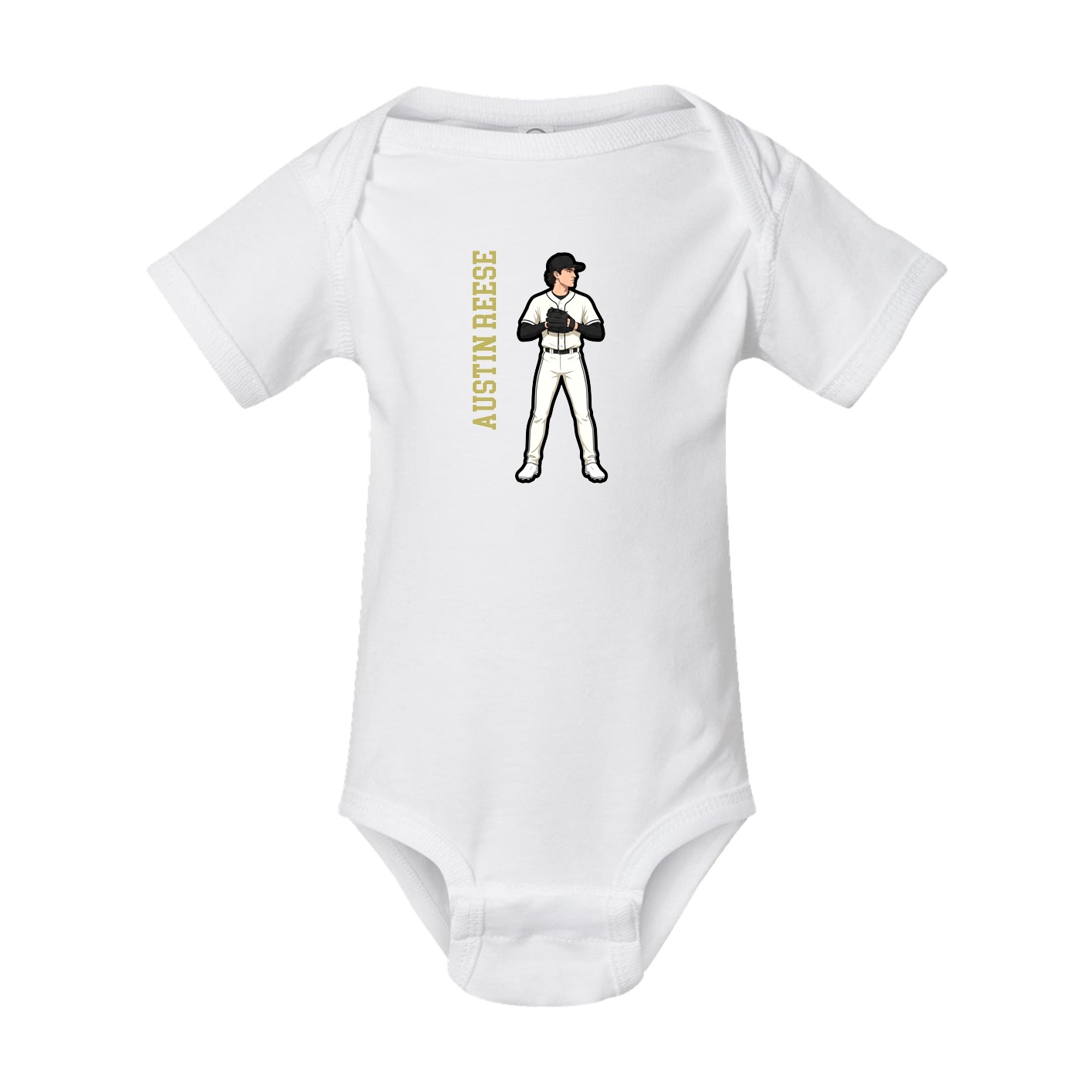 Baby Onesie — Name Vertical in White