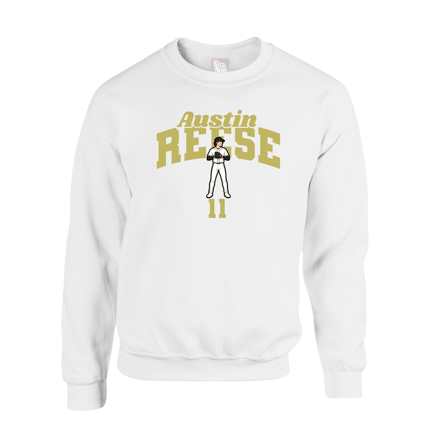 Fleece Crew — Signature Arch in White
