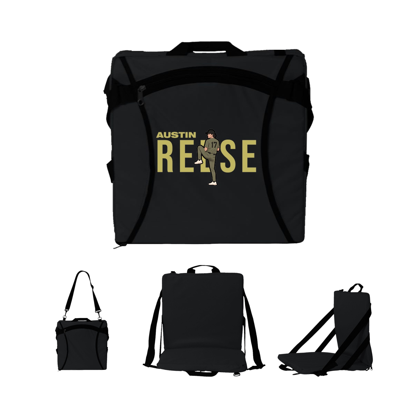 Folding Stadium Seat — Player Name in Black