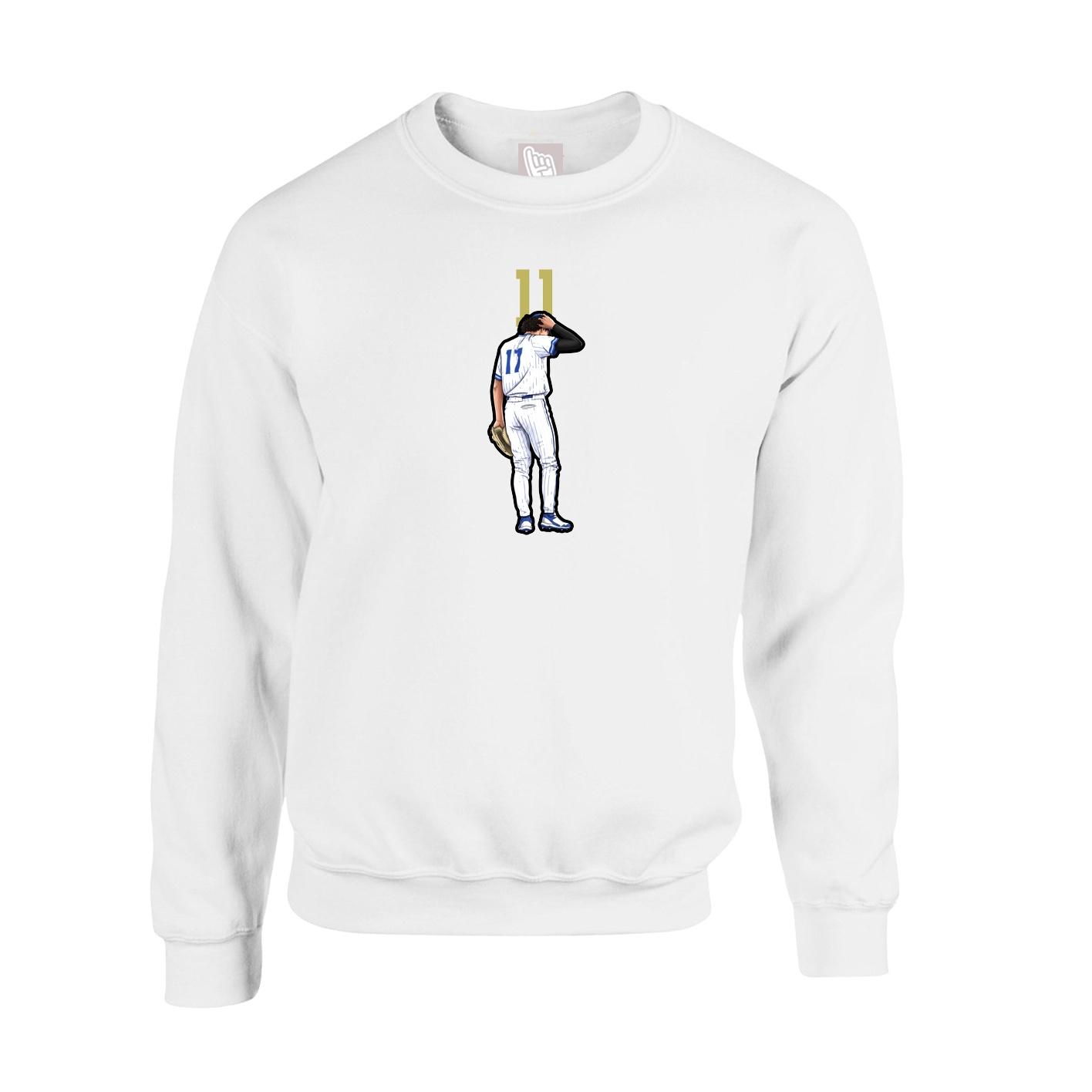 Fleece Crew — Number Top in White