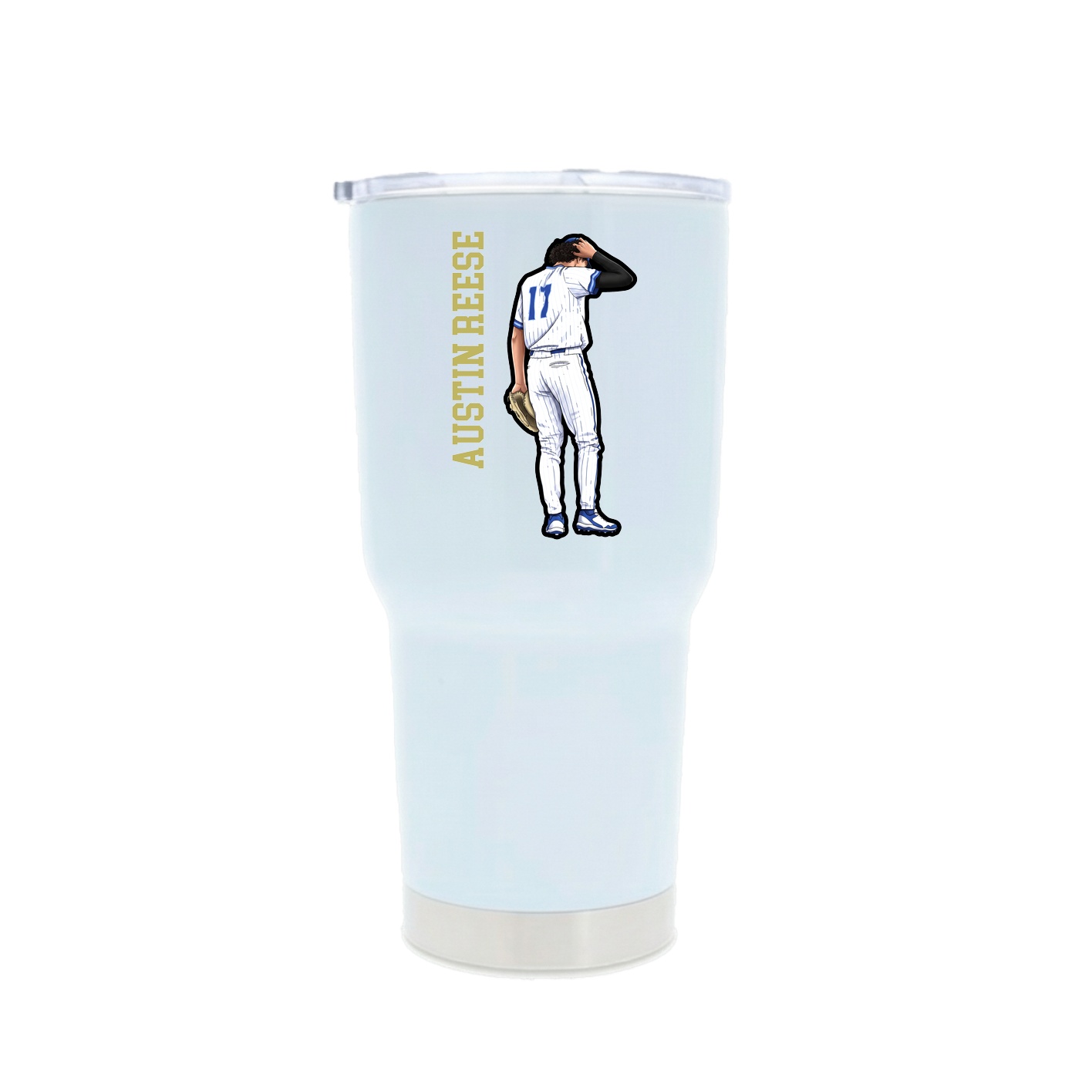 30oz Stainless Steel Tumbler — Name Vertical in White