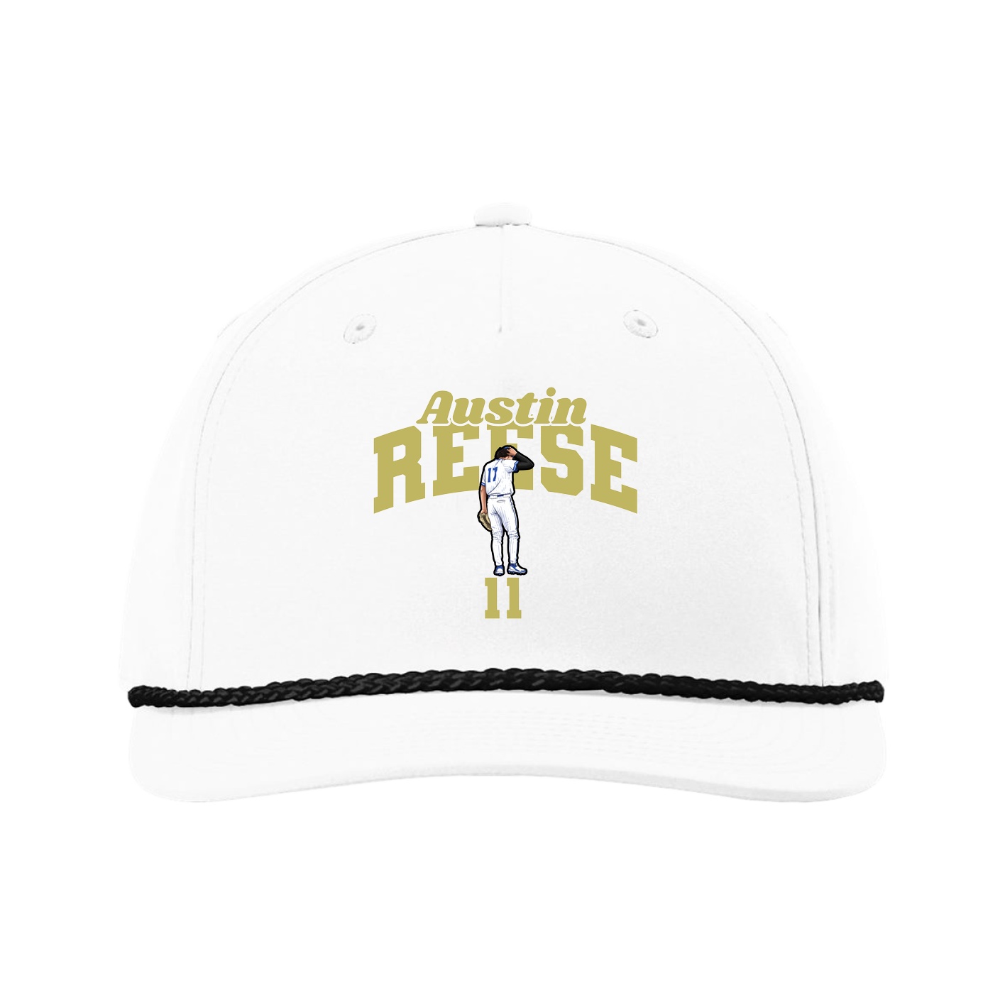 Five-Panel Classic Rope Cap — Signature Arch in White