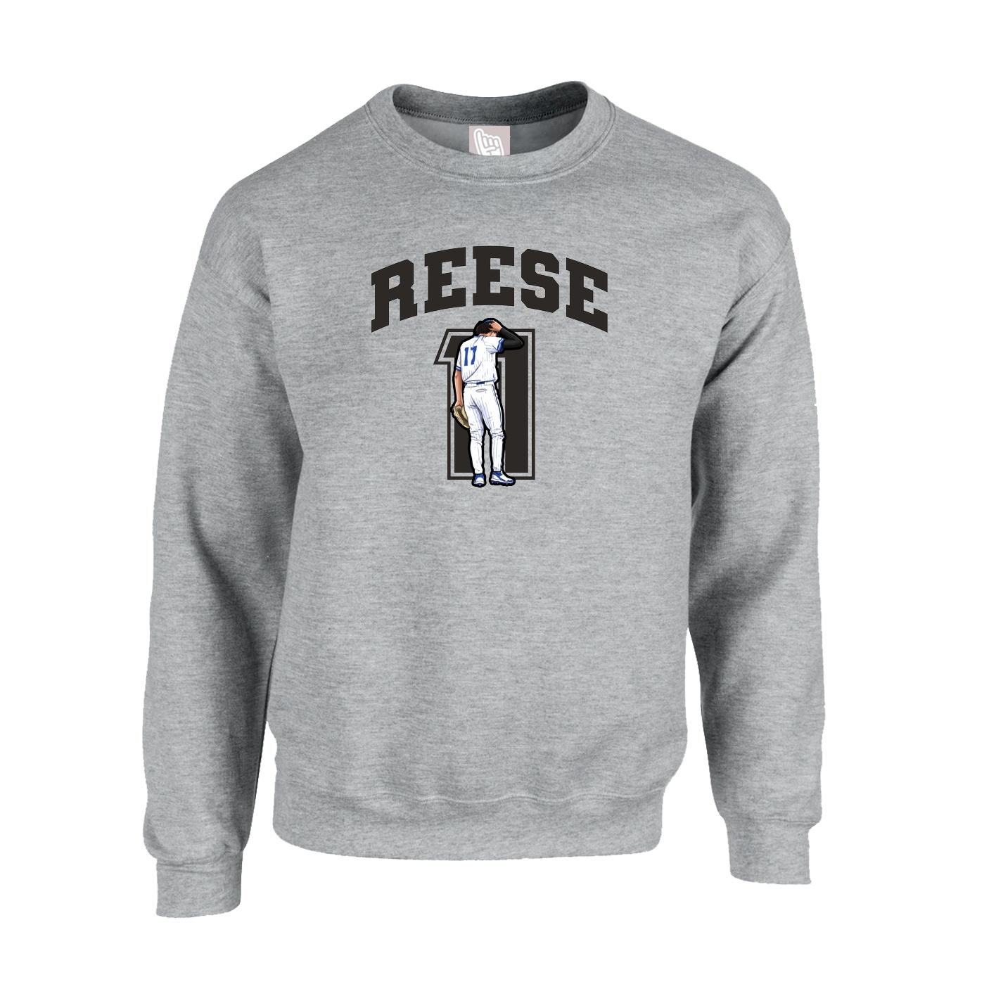 Fleece Crew — Number in Grey