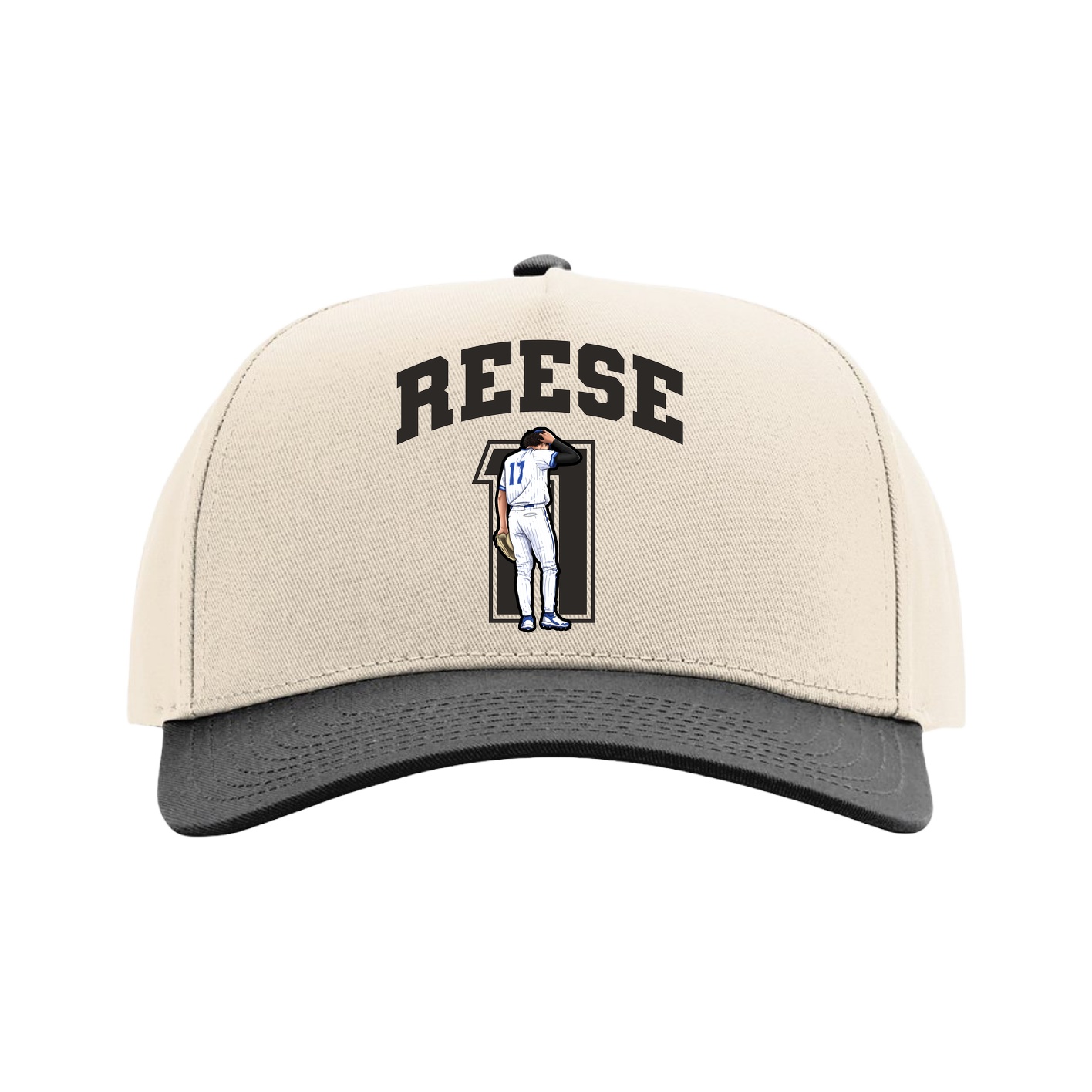 Full Fabric Five-Panel Champ Cap — Number in Cream/Black