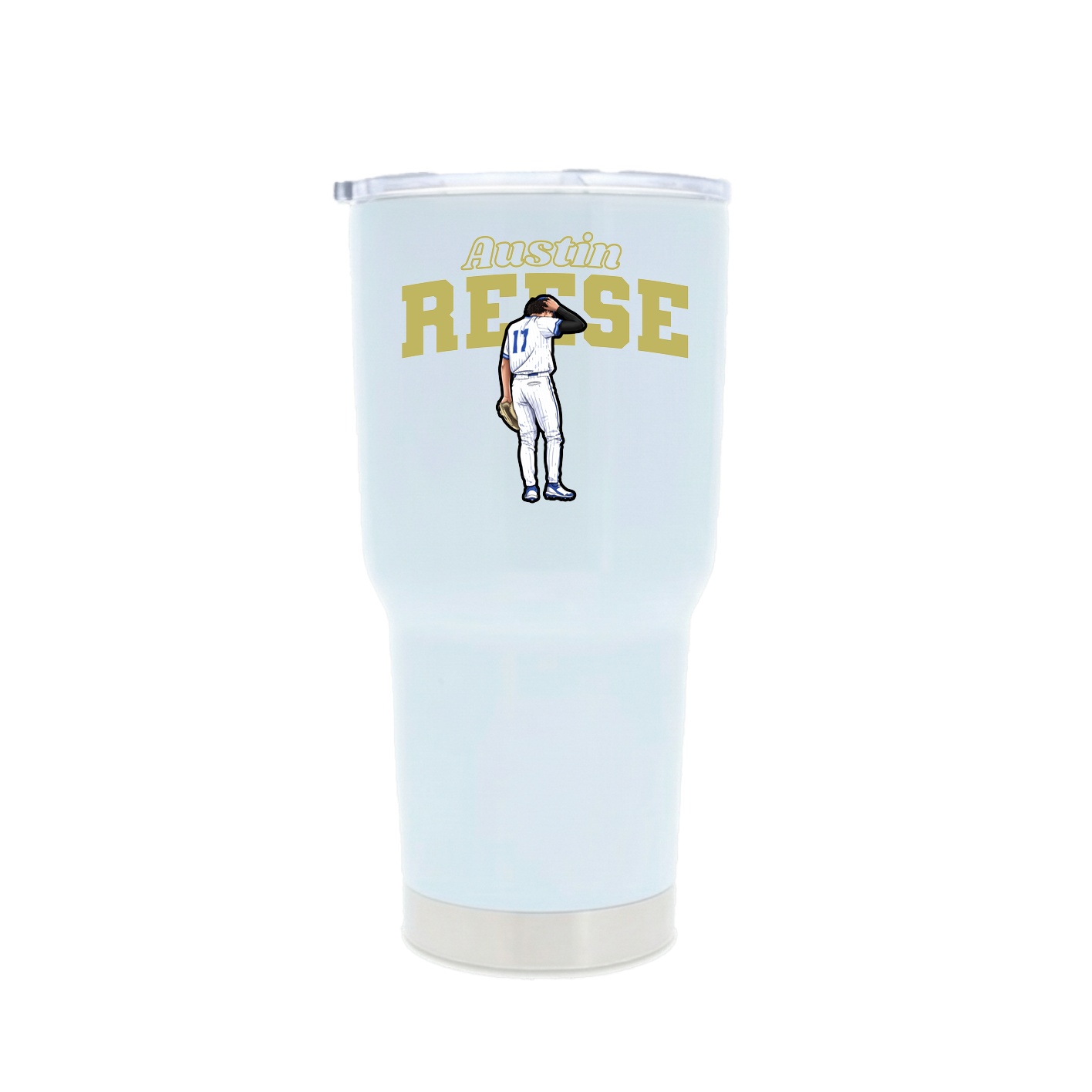30oz Stainless Steel Tumbler — Name Arch in White