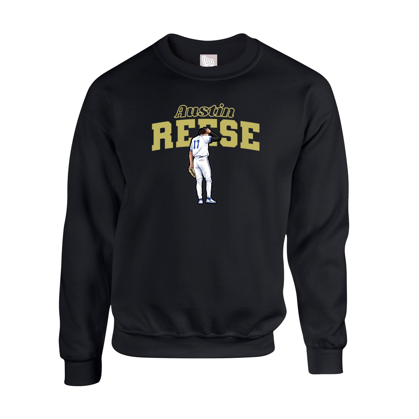 Fleece Crew — Name Arch in Black