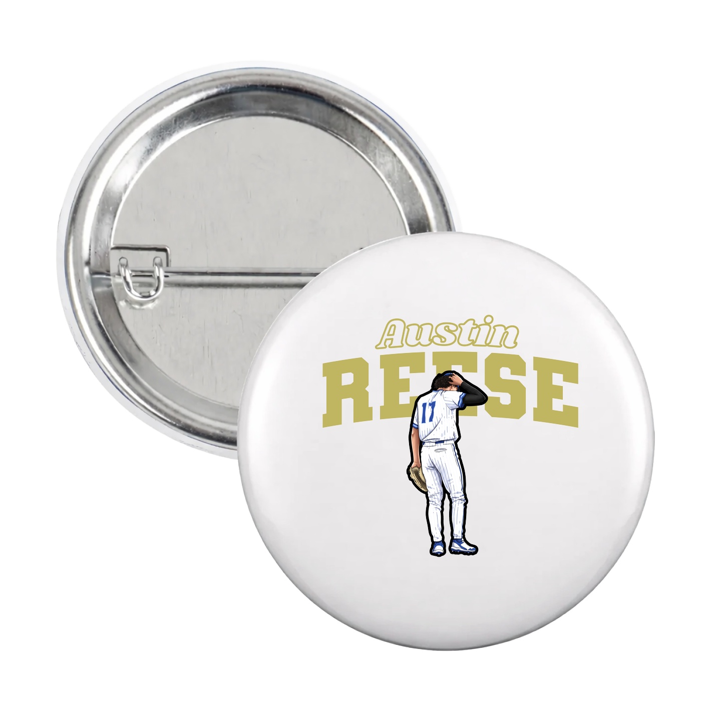 Game Day Button — Name Arch in White