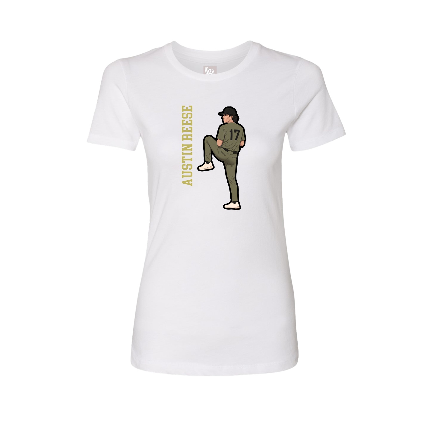Womens Tee — Name Vertical in White