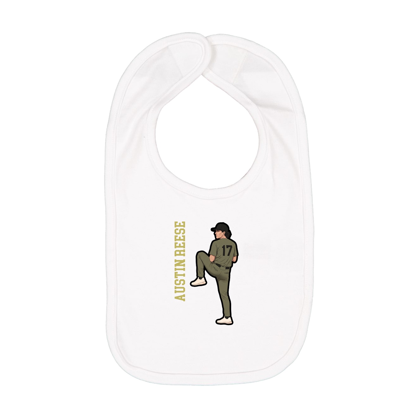 Infant Bib — Name Vertical in White