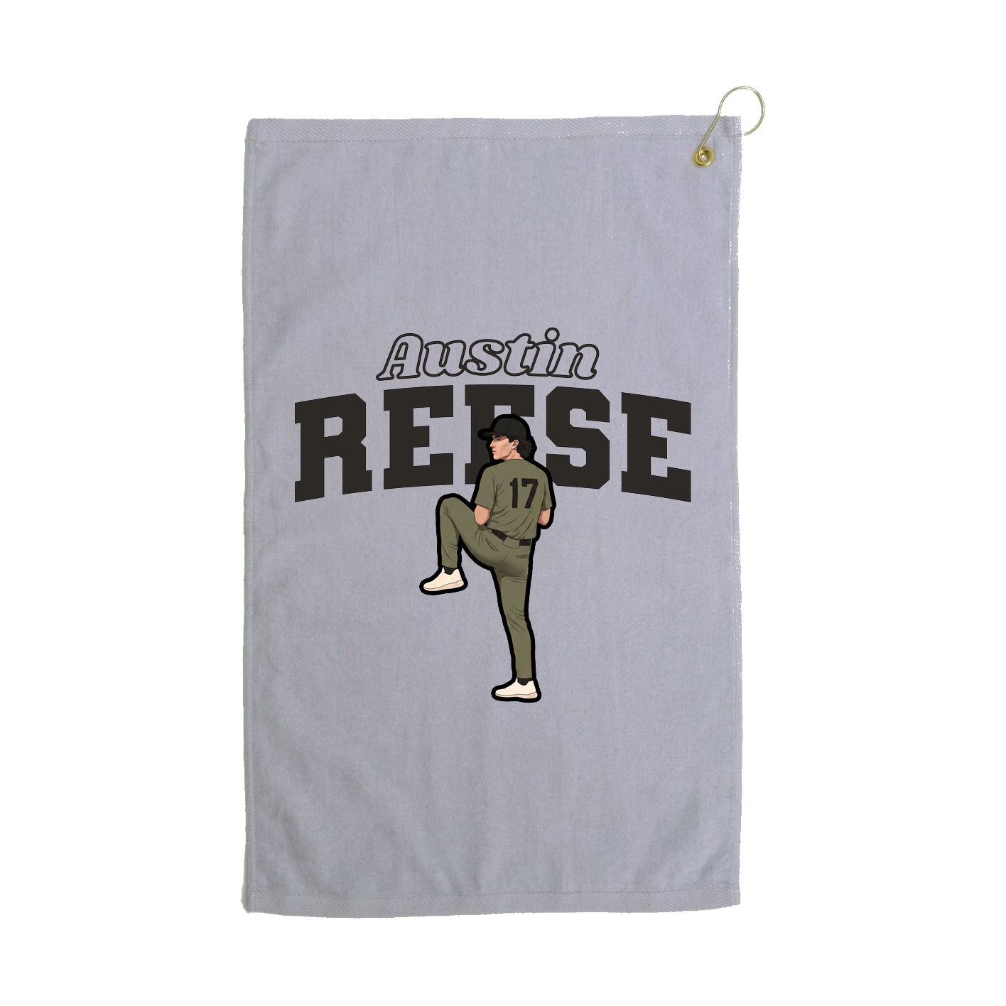 Golf Towel — Name Arch in Grey