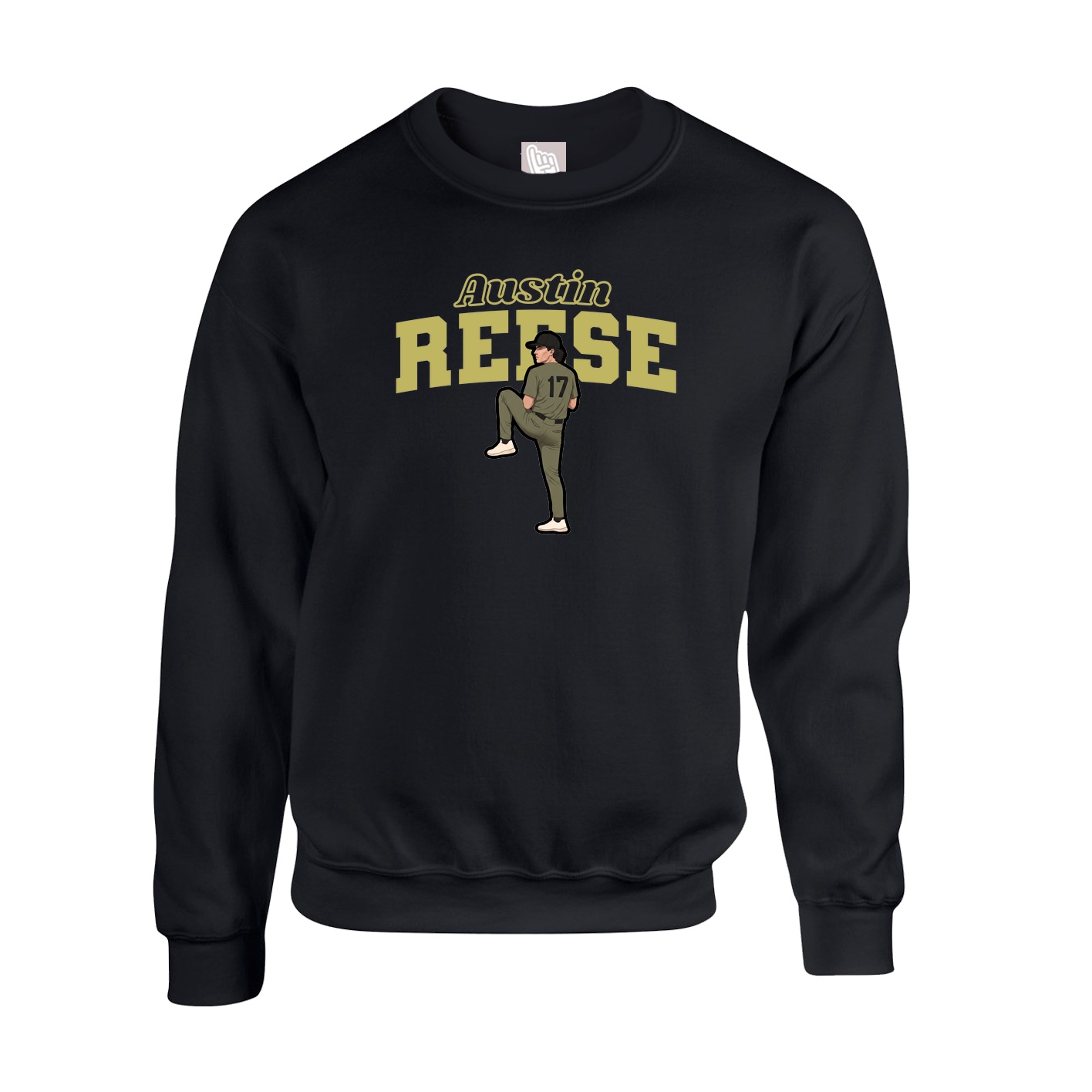 Fleece Crew — Name Arch in Black