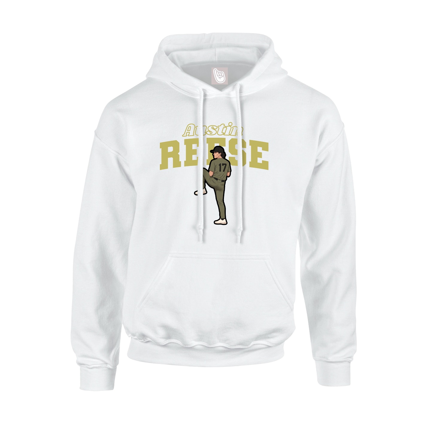 Youth Hoodie — Name Arch in White