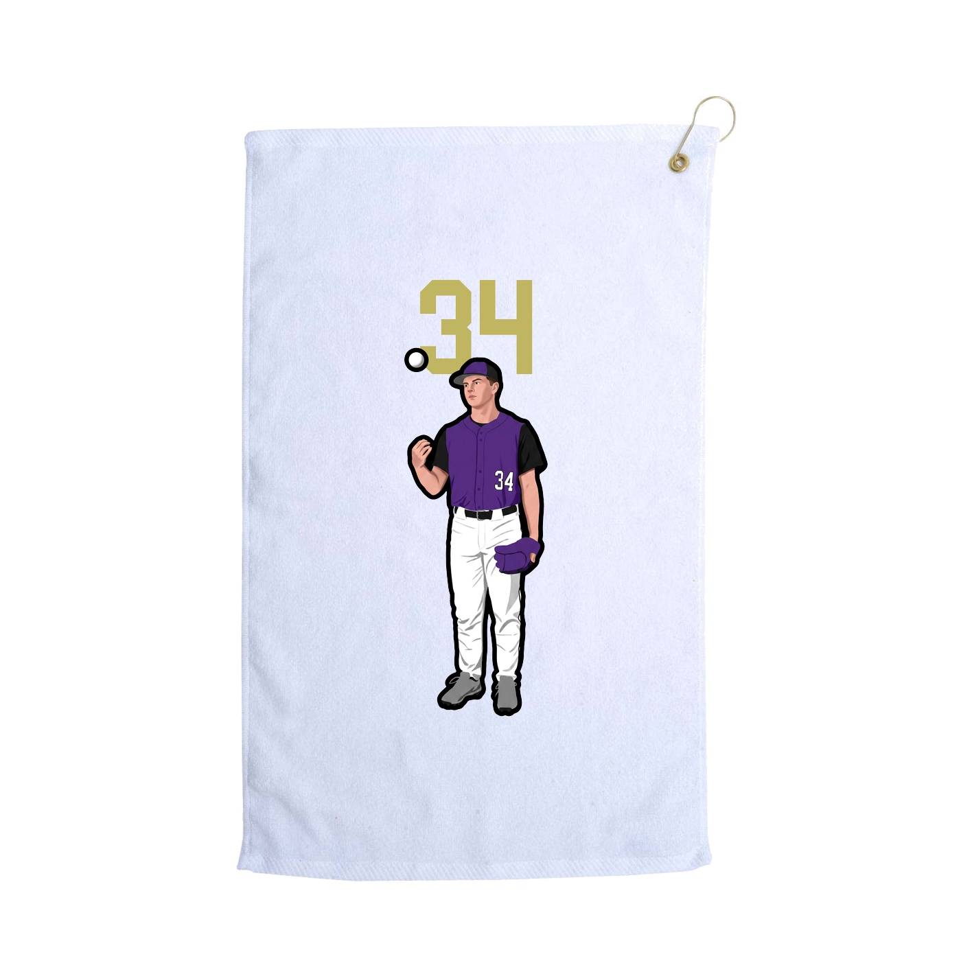 Golf Towel — Number Top in White