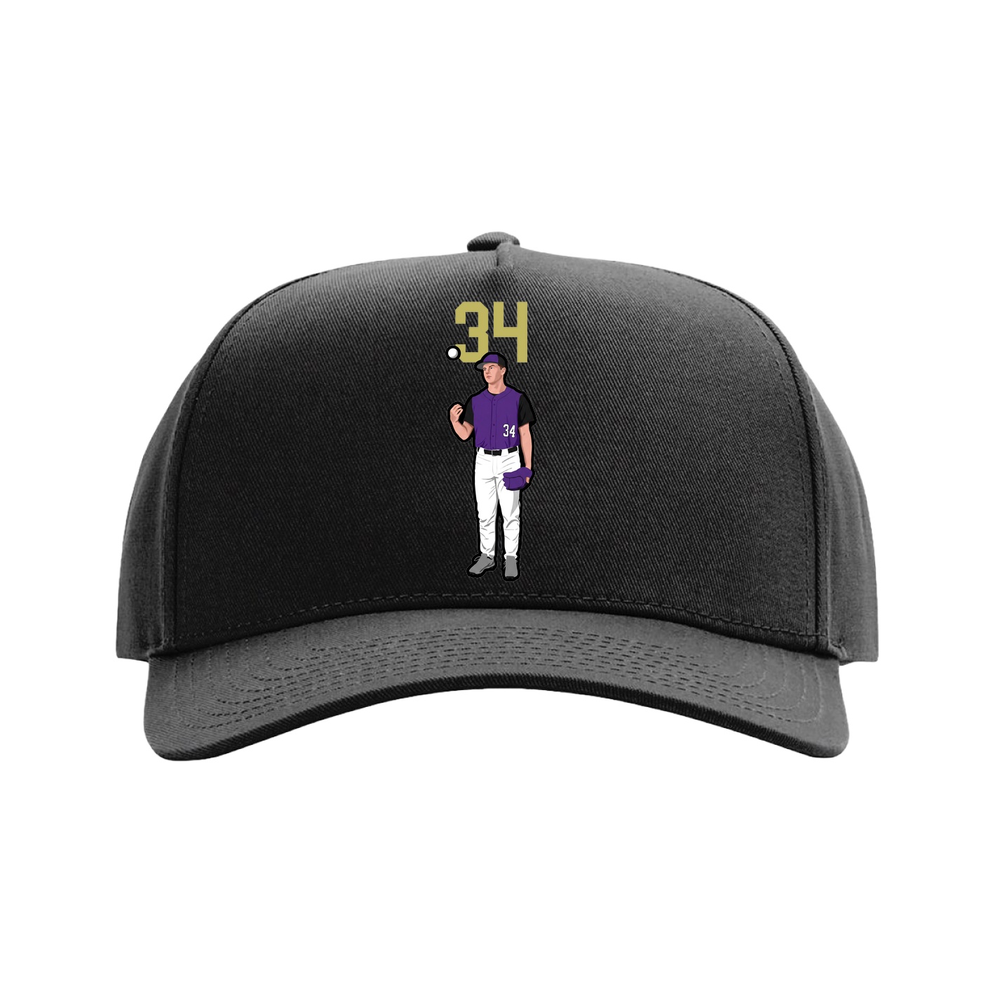 Full Fabric Five-Panel Champ Cap — Number Top in Black