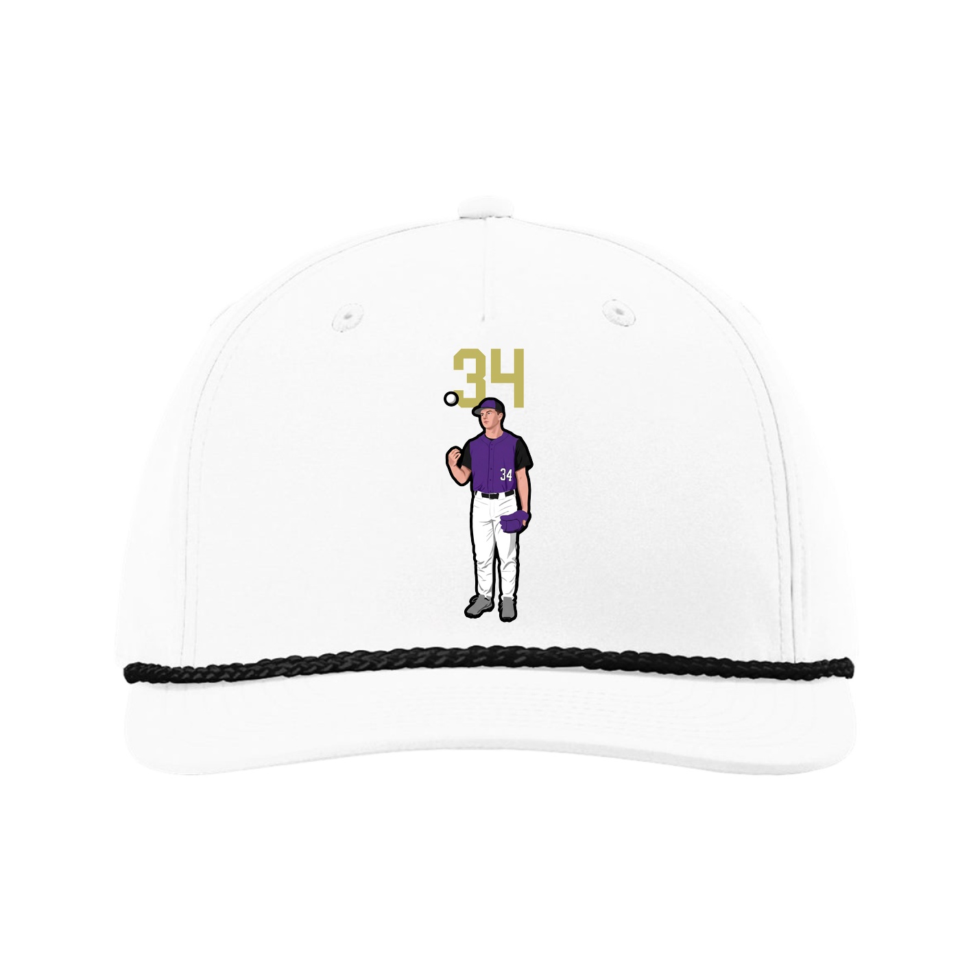 Five-Panel Classic Rope Cap — Number Top in White