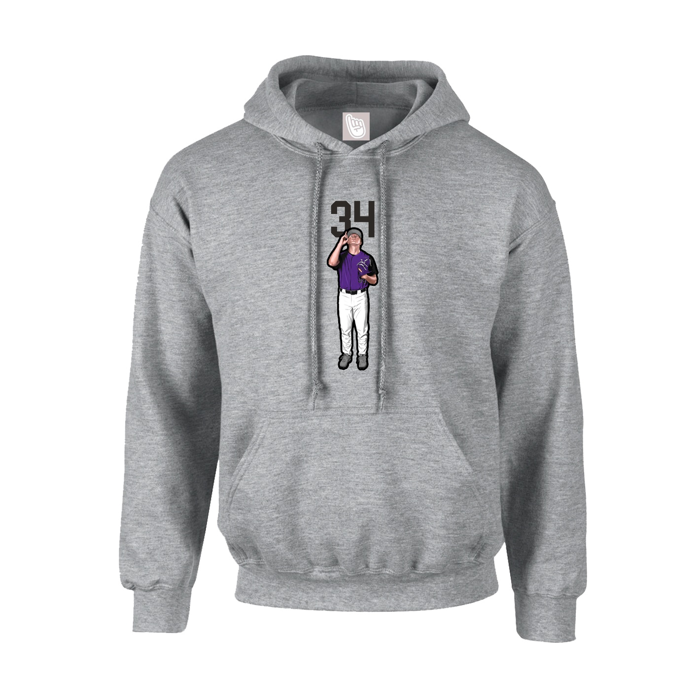 Hoodie — Number Top in Grey