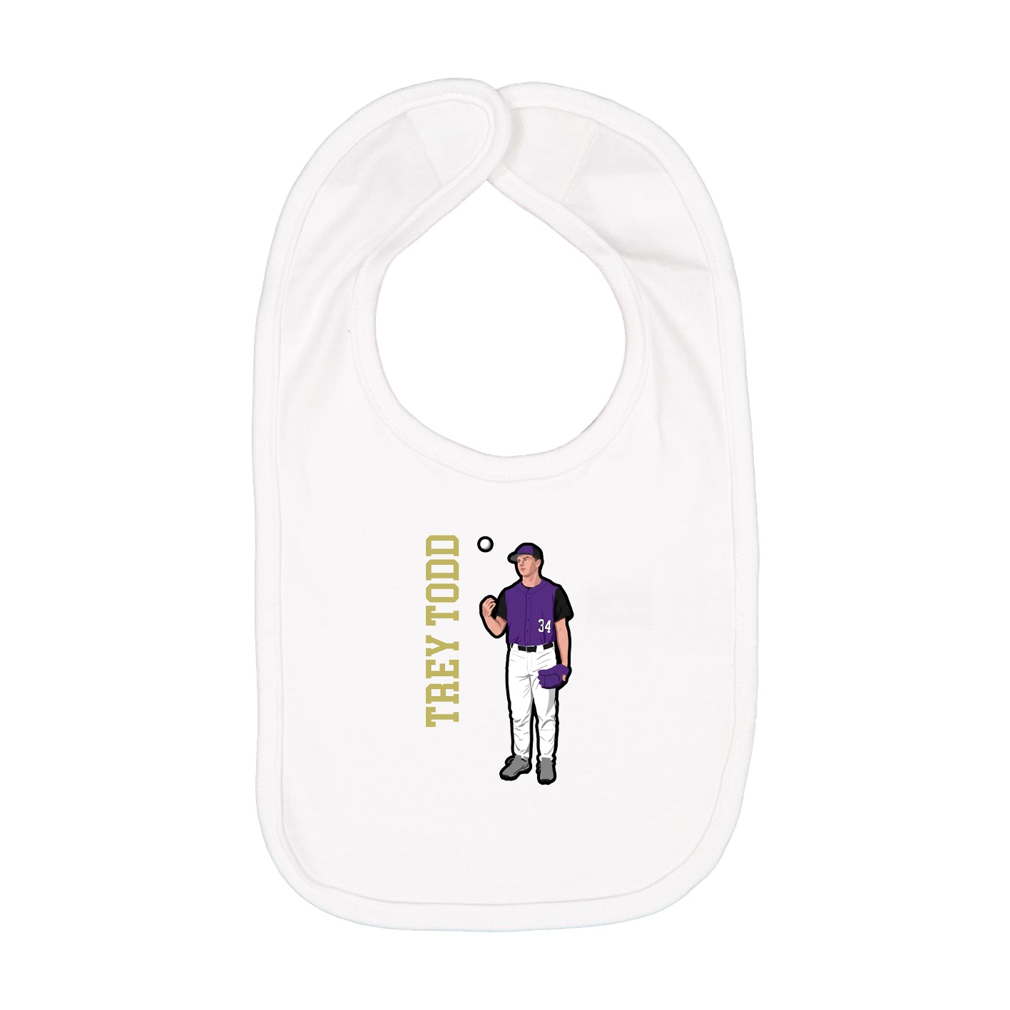 Infant Bib — Name Vertical in White