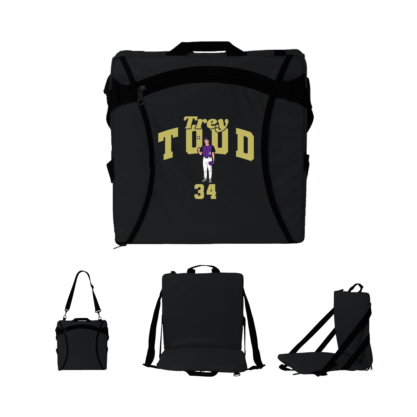 Folding Stadium Seat — Signature Arch in Black