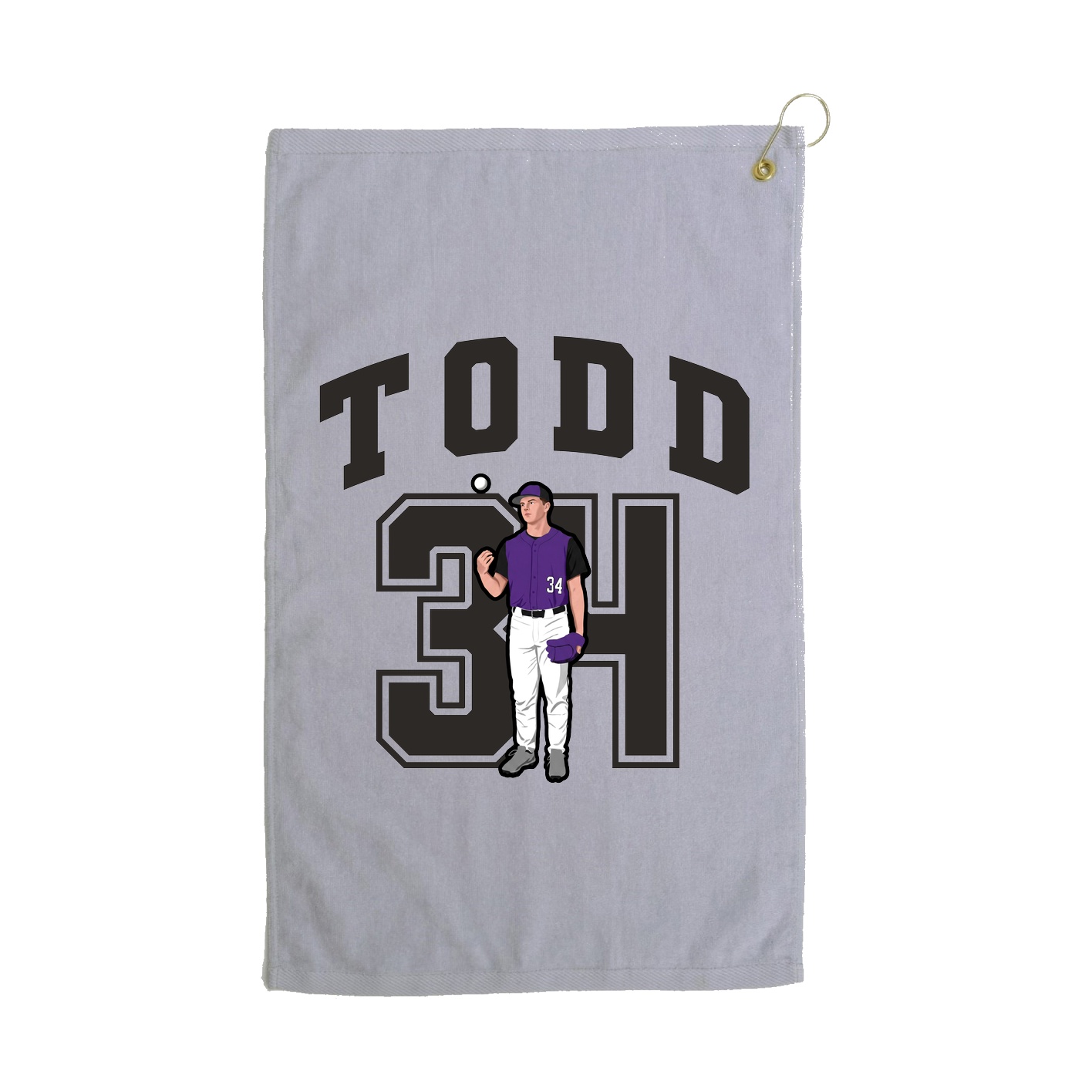 Golf Towel — Number in Grey