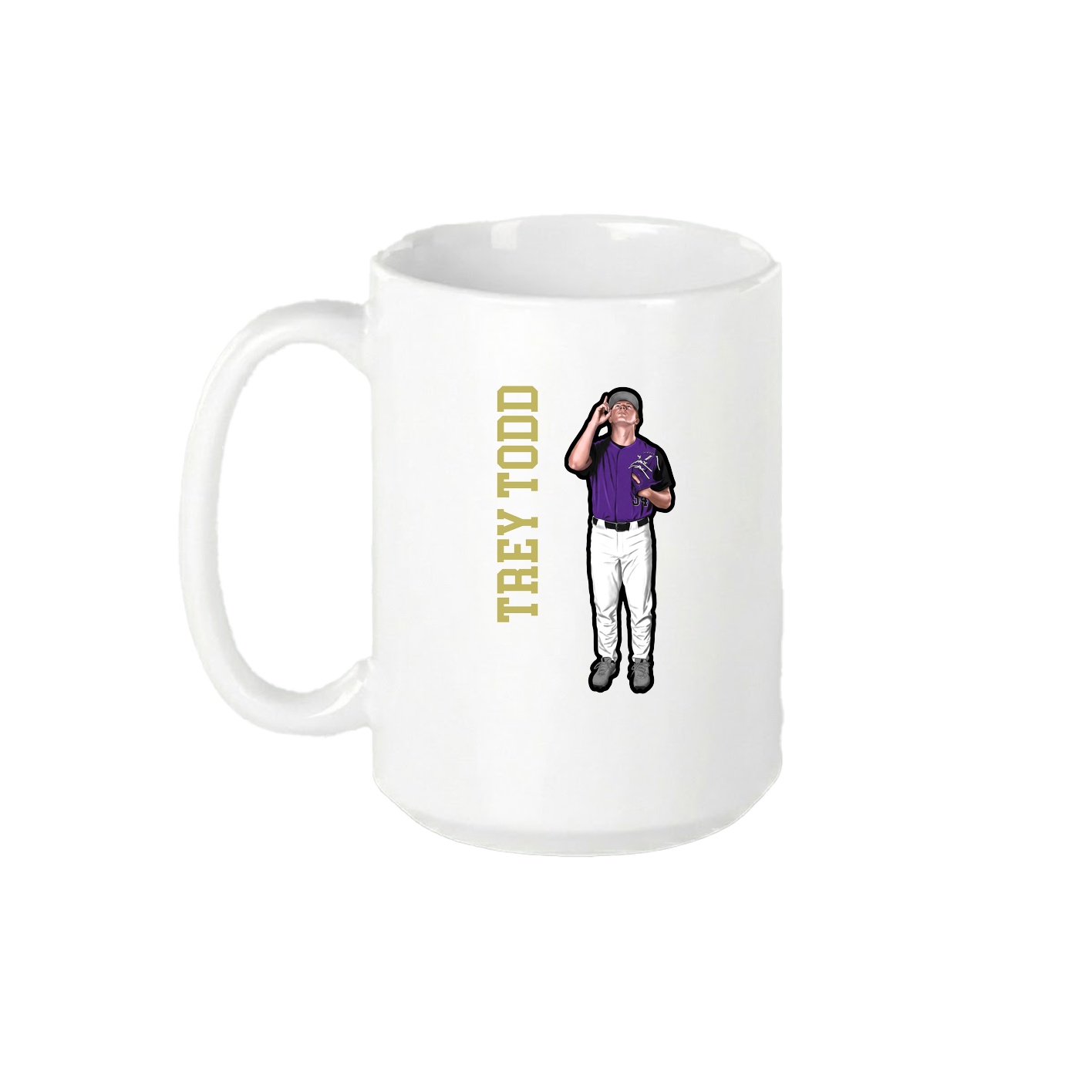 15oz Coffee Mug — Name Vertical in White