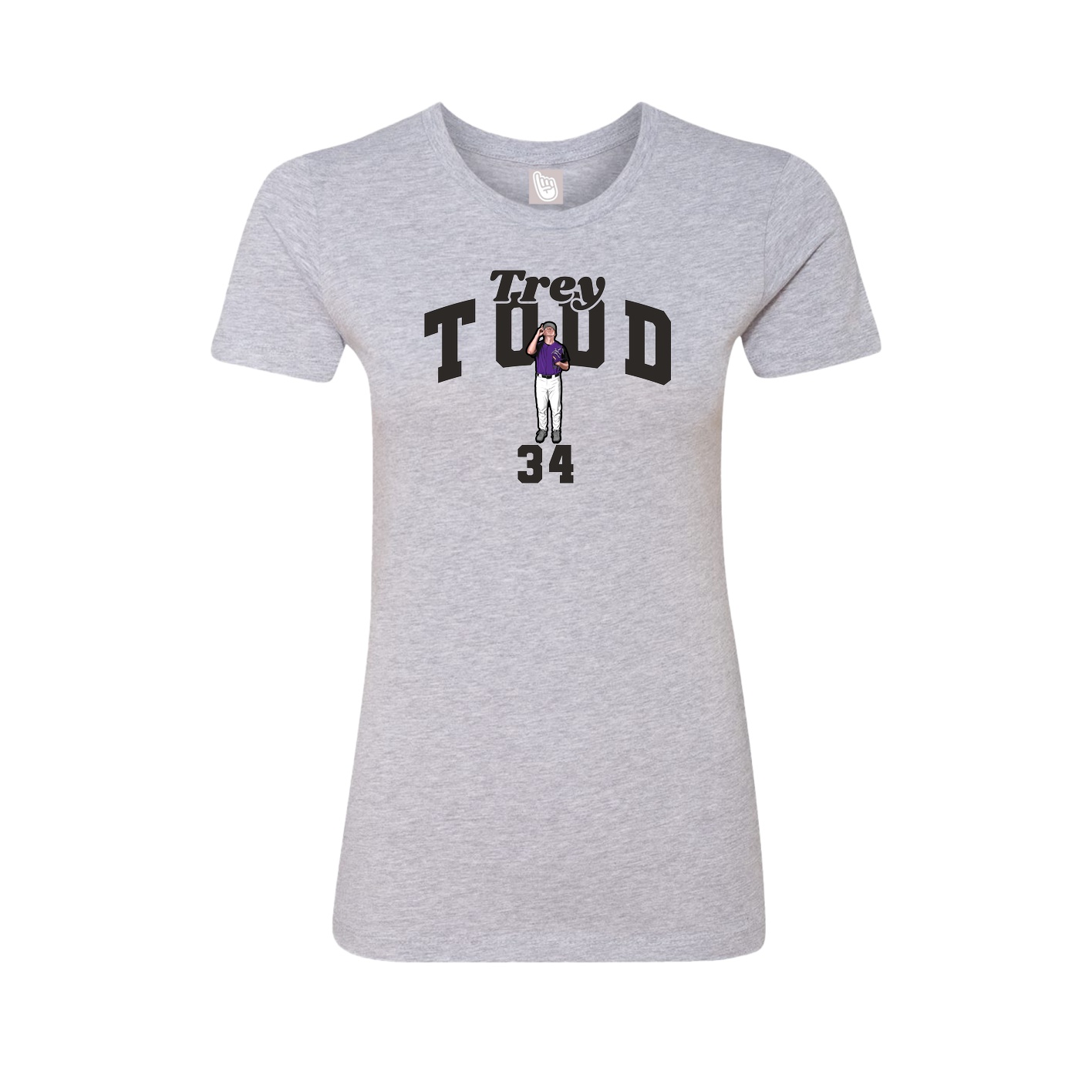 Fitted Women's Tee — Signature Arch in Grey