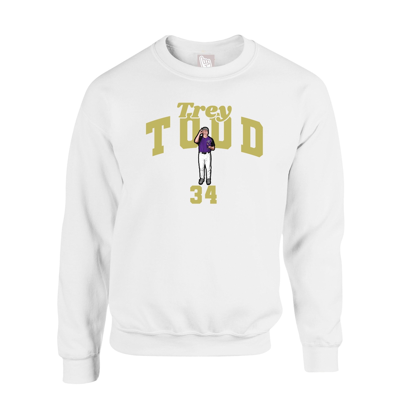 Fleece Crew — Signature Arch in White