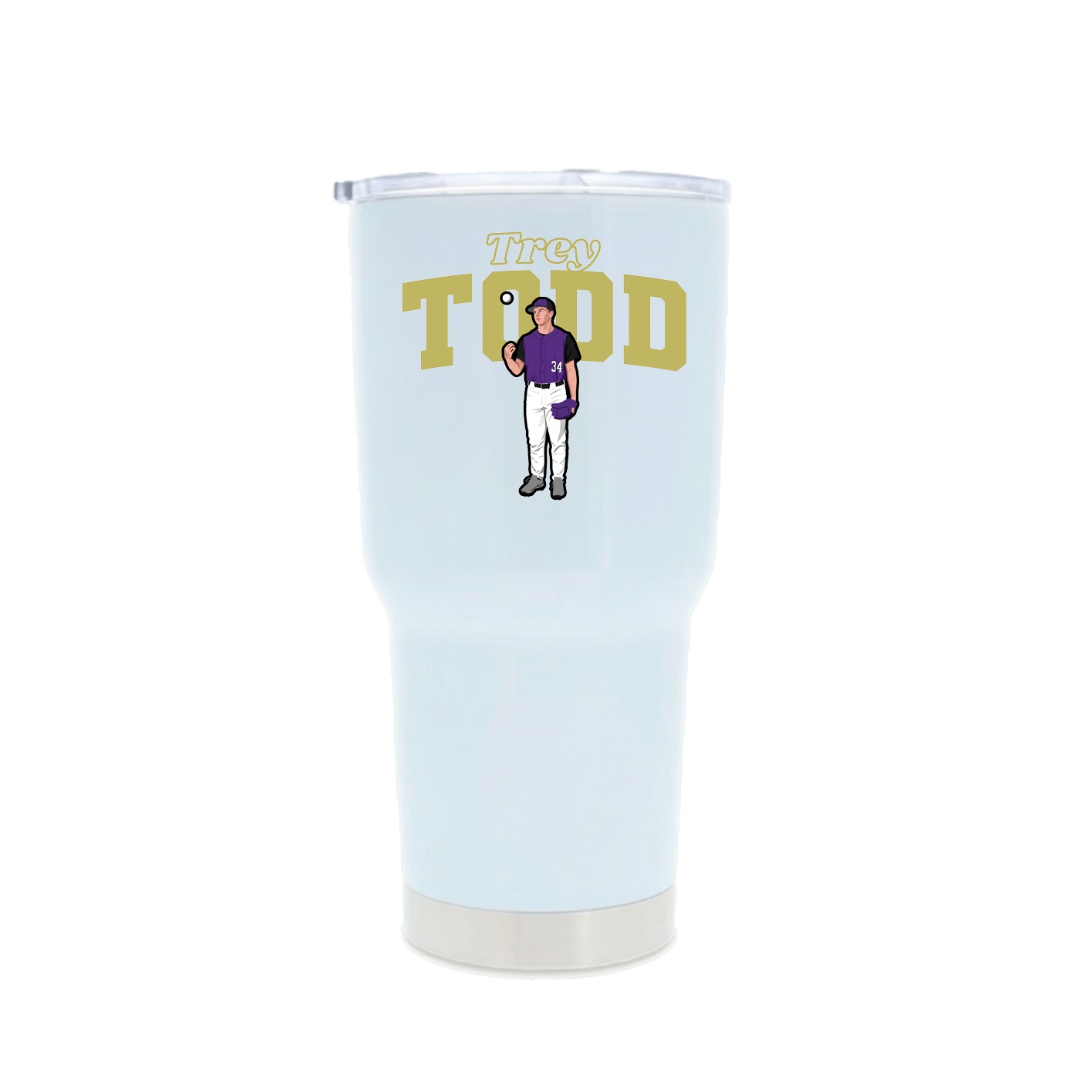 30oz Stainless Steel Tumbler — Name Arch in White