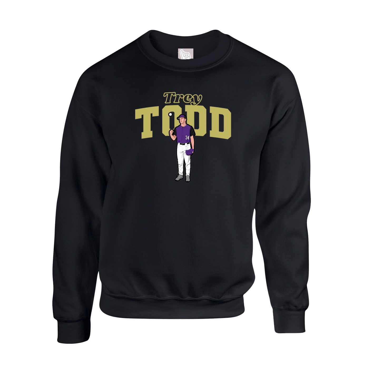 Fleece Crew — Name Arch in Black