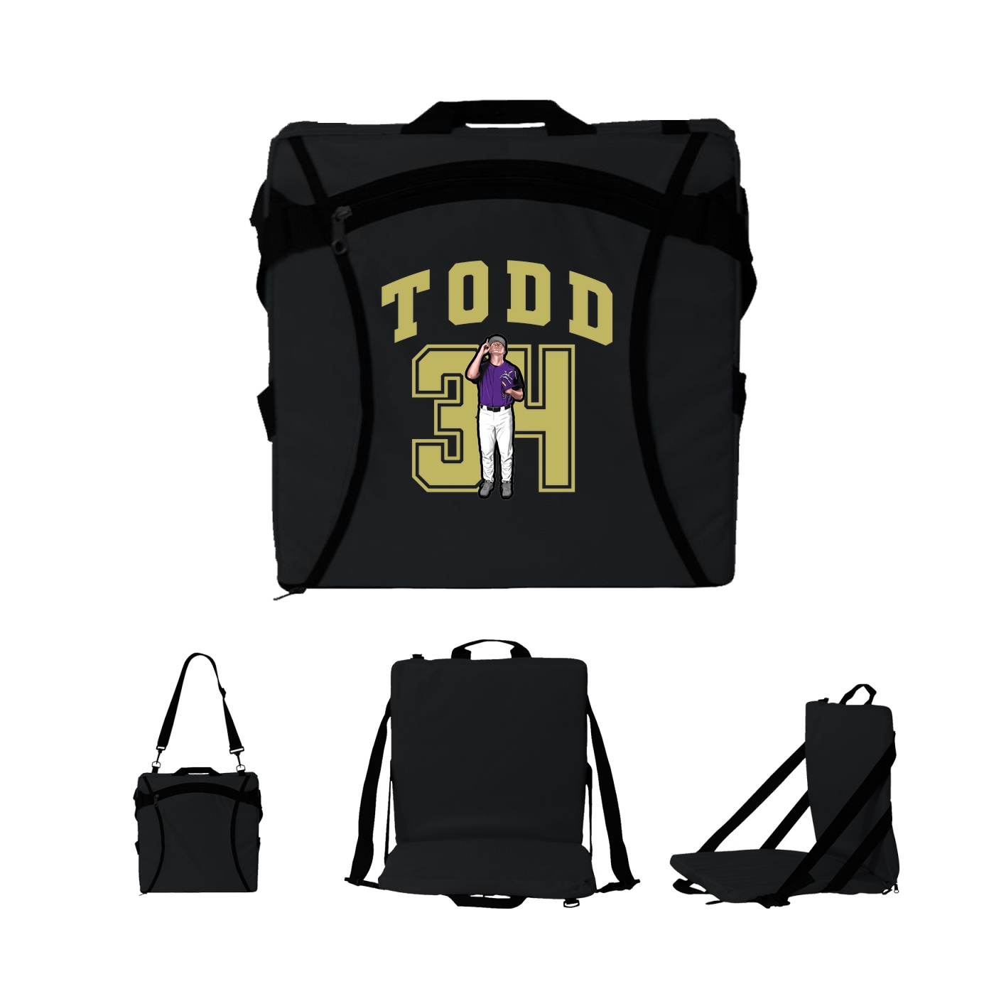 Folding Stadium Seat — Number in Black