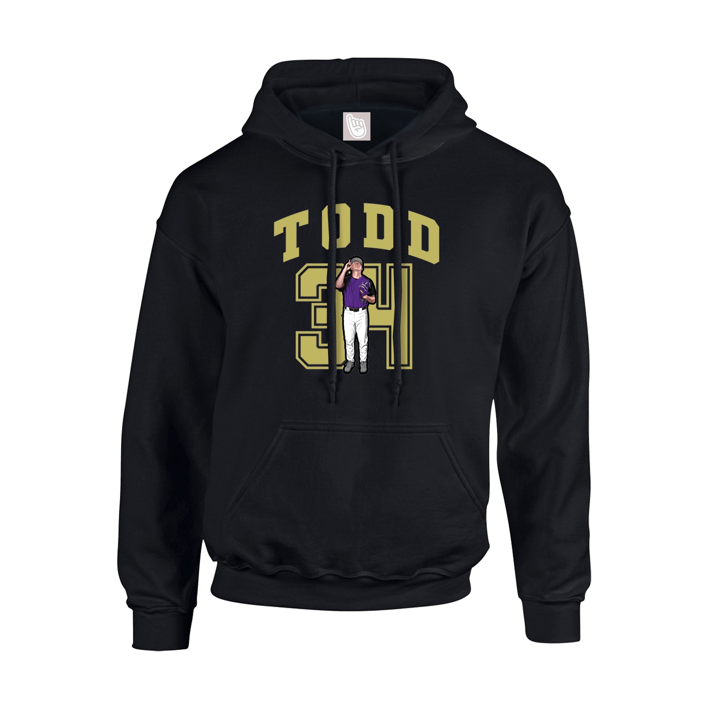 Youth Hoodie — Number in Black