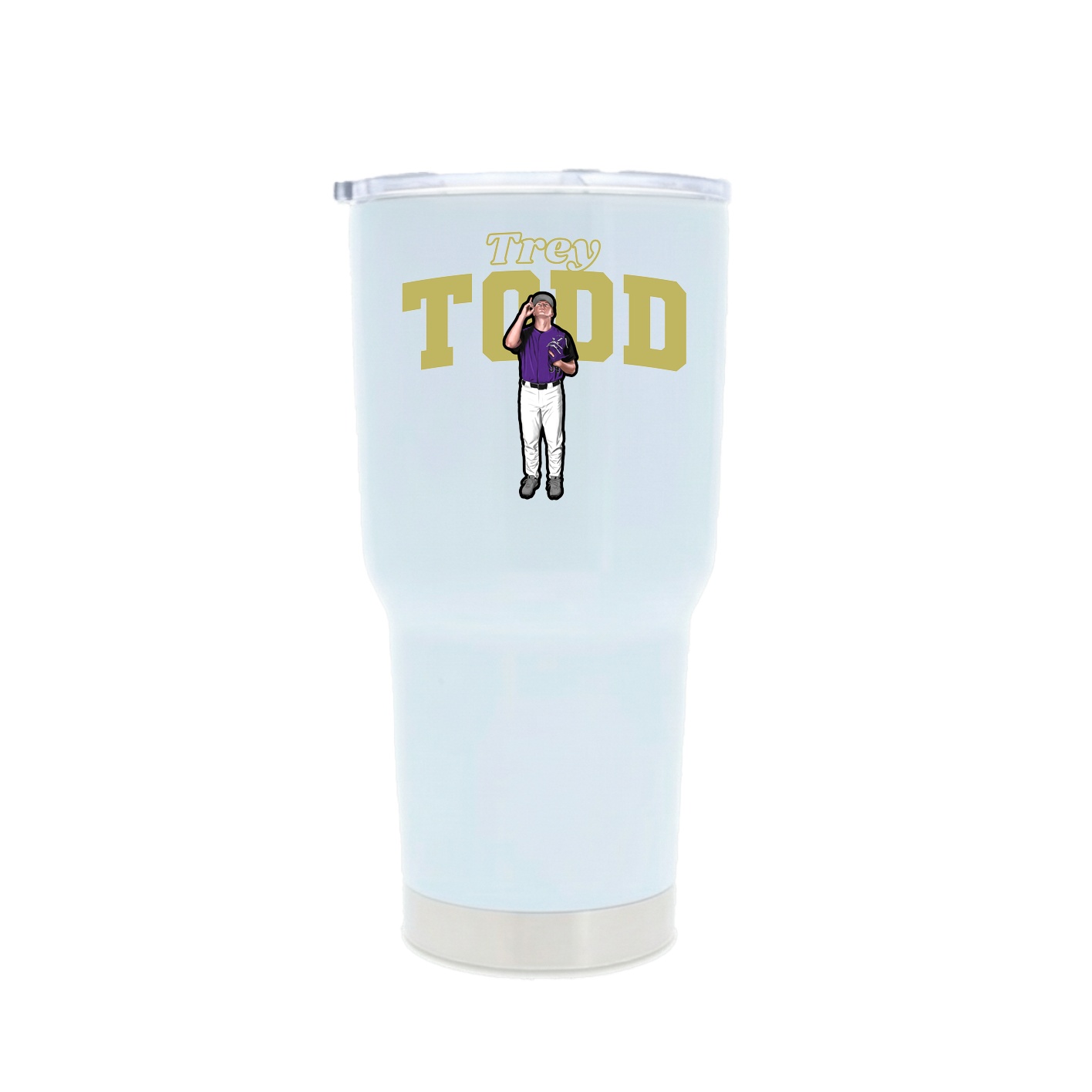 30oz Stainless Steel Tumbler — Name Arch in White