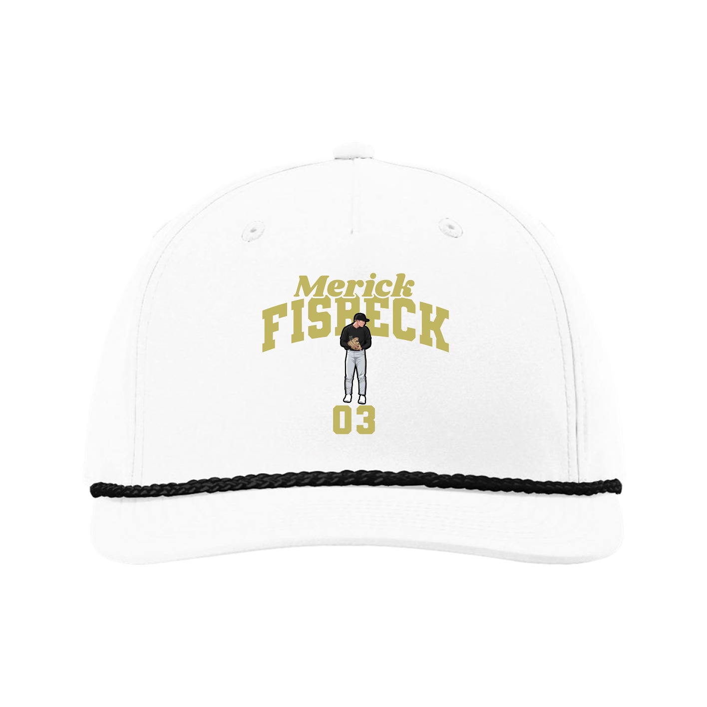 Five-Panel Classic Rope Cap — Signature Arch in White