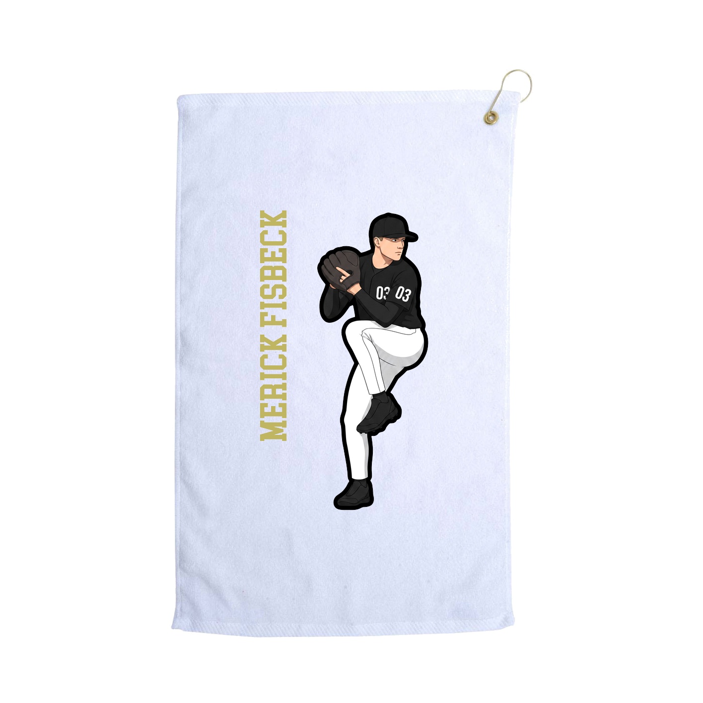 Golf Towel — Name Vertical in White