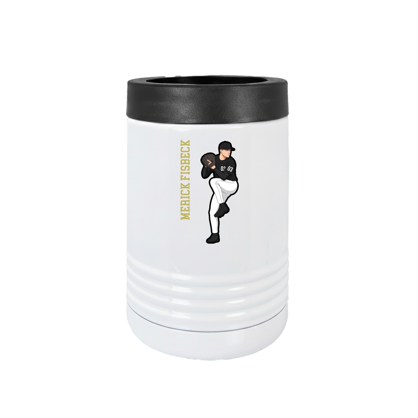 Beverage Holder — Name Vertical in White