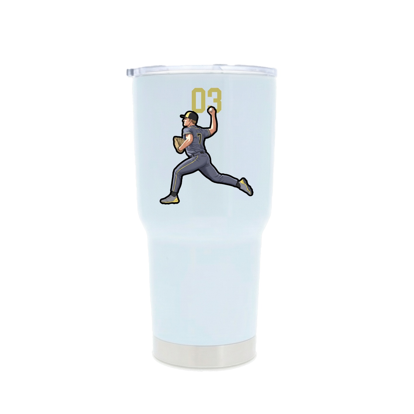 30oz Stainless Steel Tumbler — Number Top in White