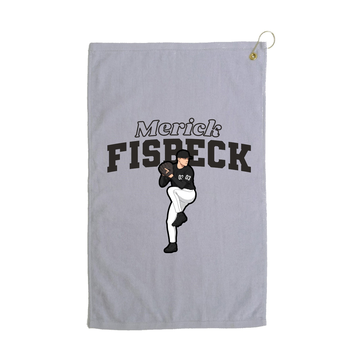 Golf Towel — Name Arch in Grey