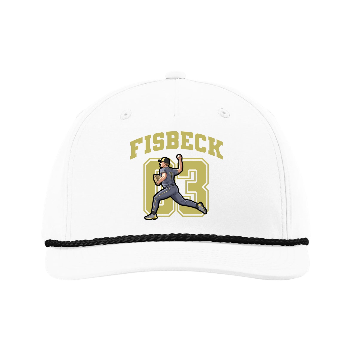 Five-Panel Classic Rope Cap — Number in White