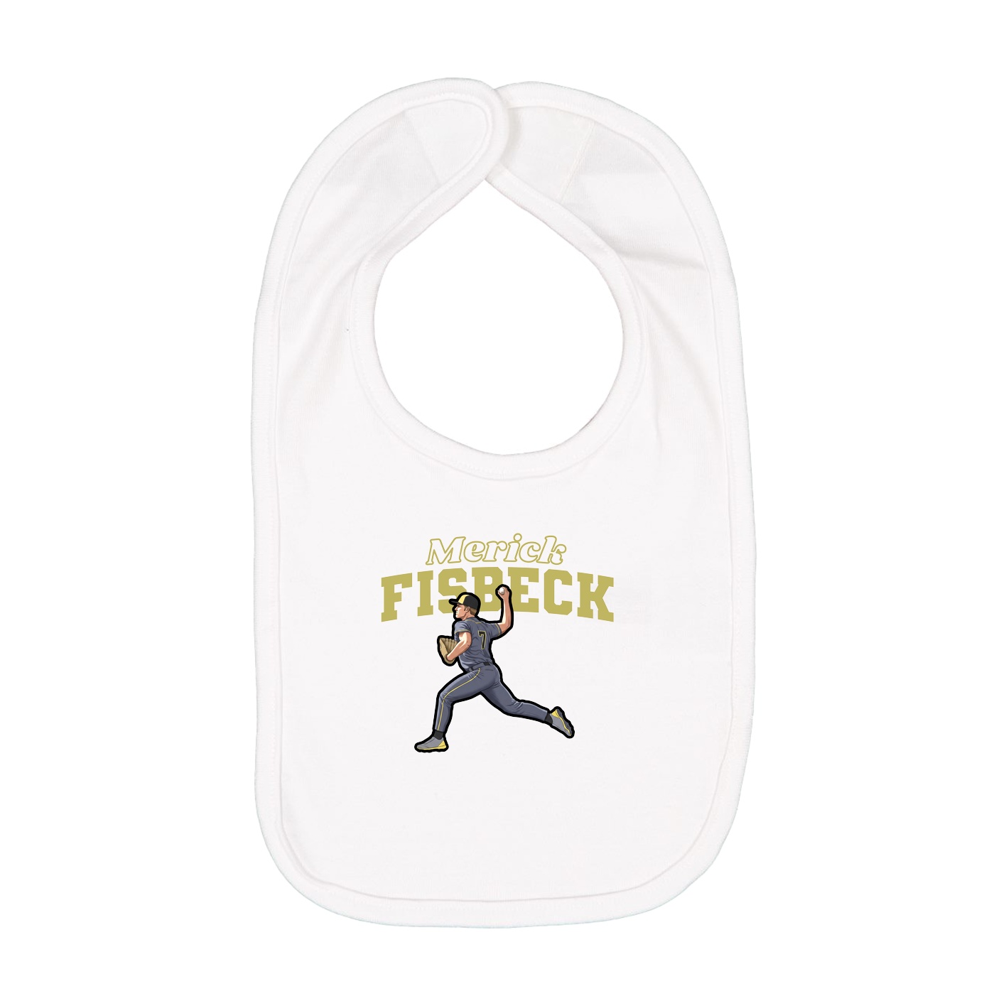 Infant Bib — Name Arch in White